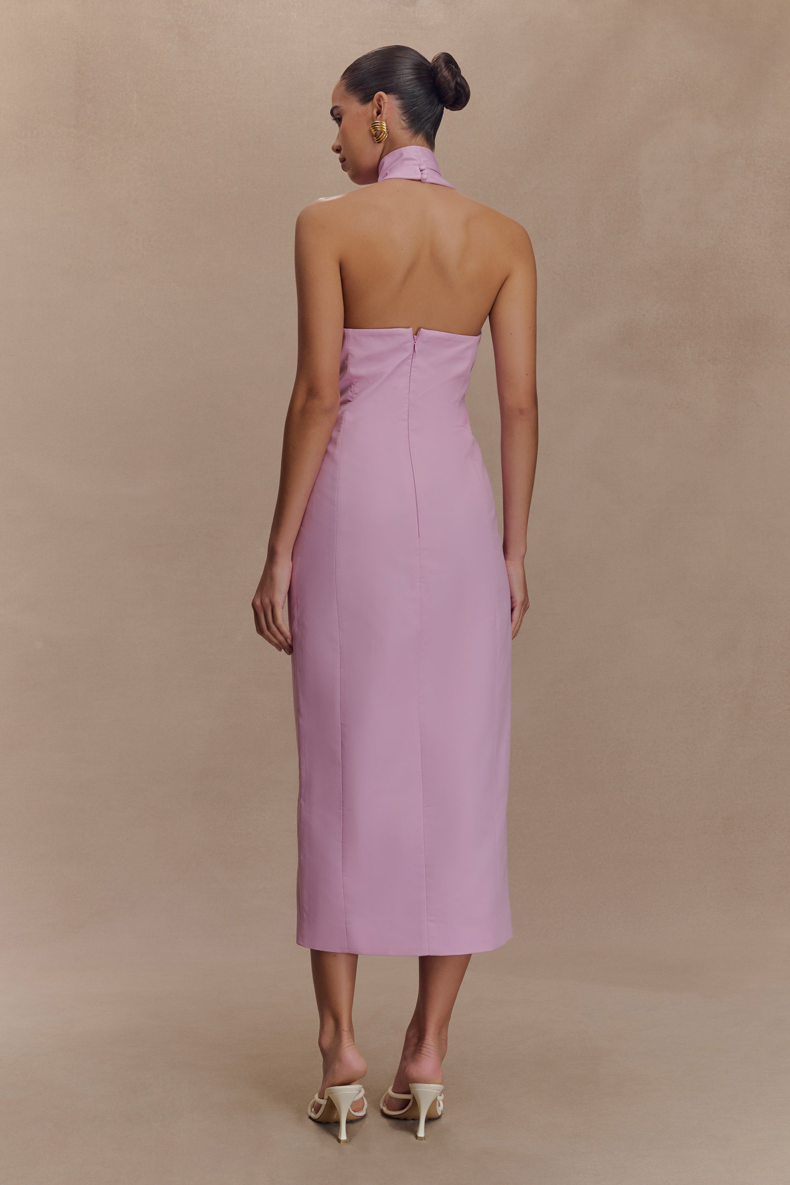 Simona Halter Neck Midi Dress - Blush Pink、mySite、solidvoid