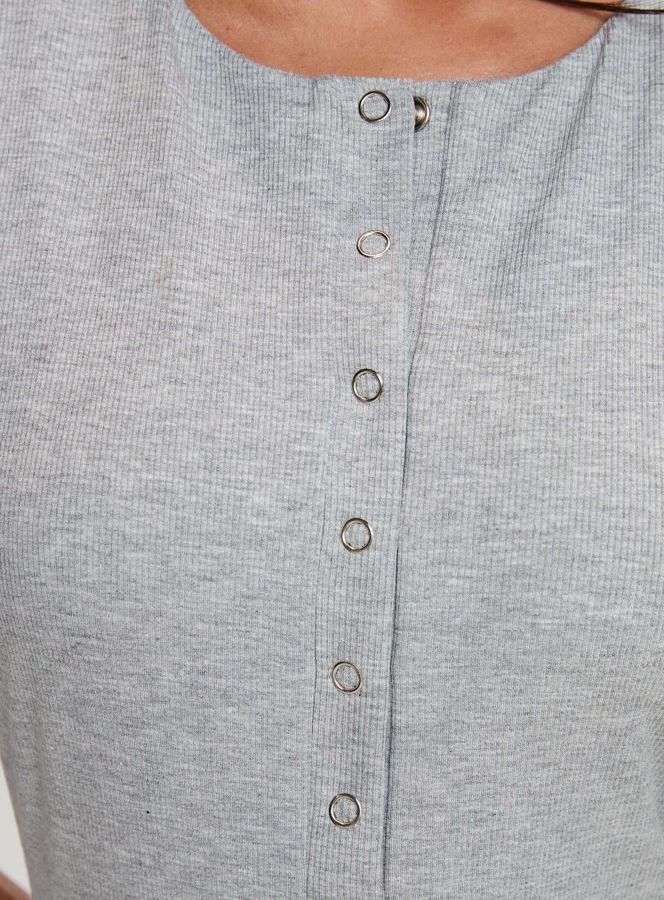 Good Impression Button Up Bodysuit Grey、mySite、solidvoid