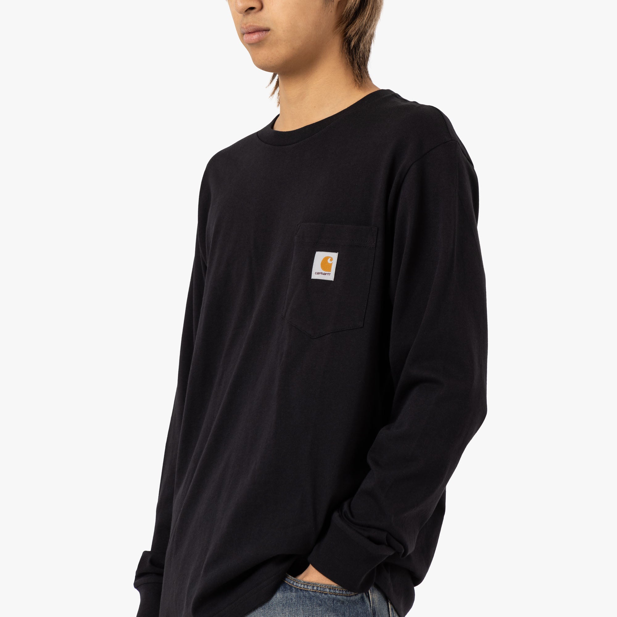  Carhartt WIP L/S Pocket T-Shirt Cotton Single Jersey / Black、mySite、merchandisen