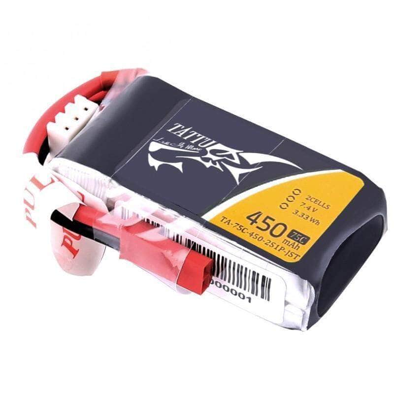  Tattu 7.4V 2S 450mAh 75C LiPo Micro Battery - JST-SYP、mySite、merchandisen