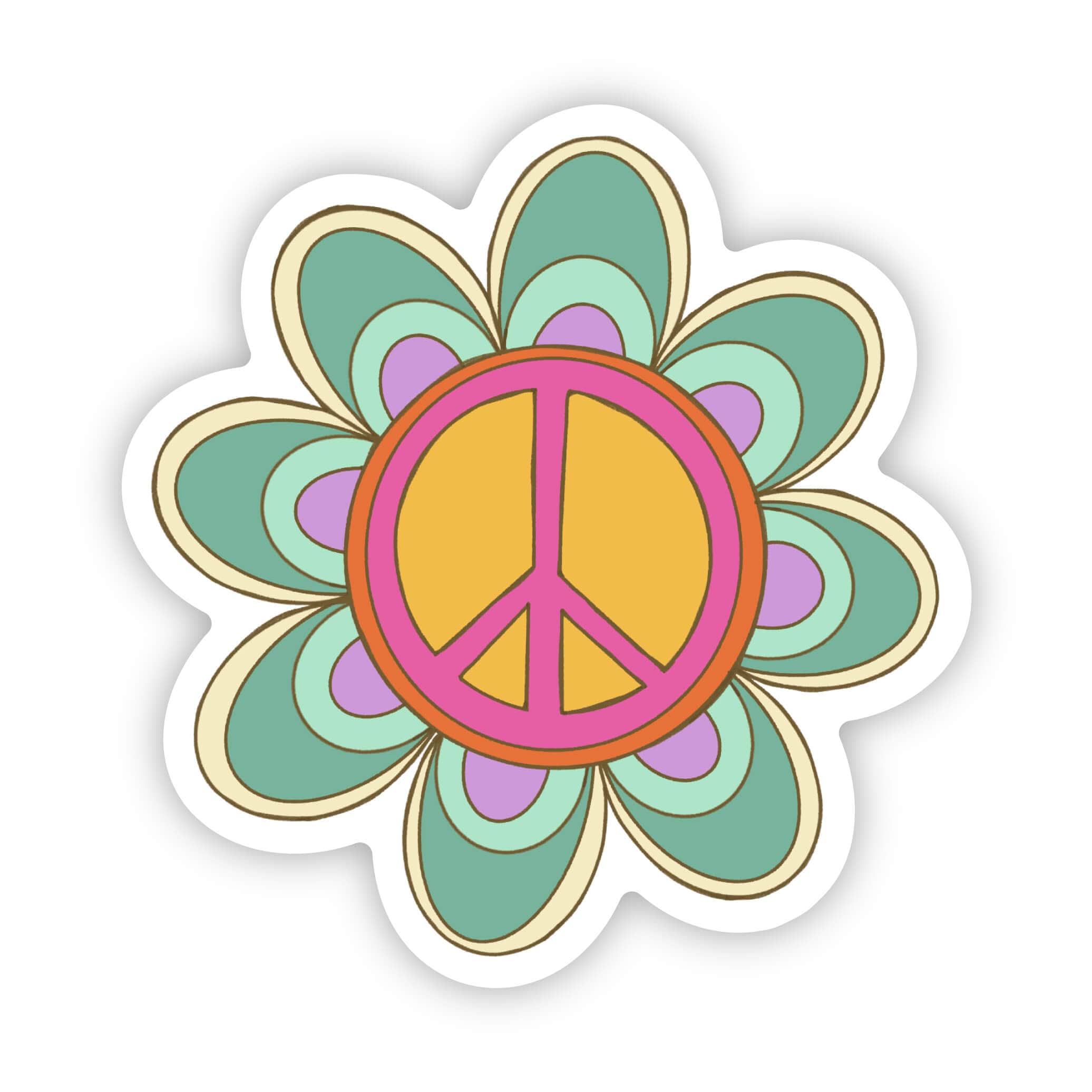  Retro Peace Flower Sticker、mySite、elrpsem3k