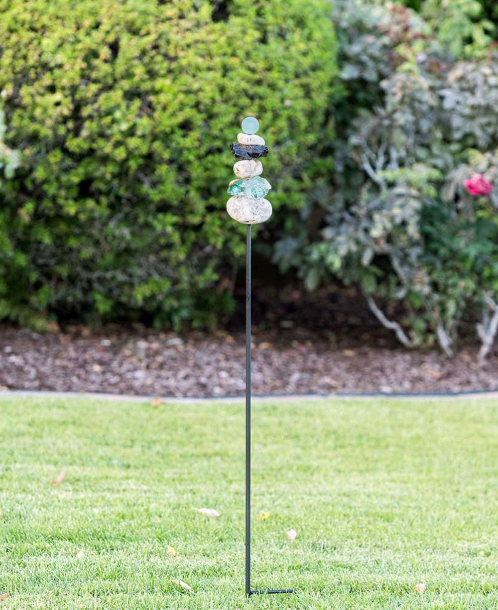 Rocky Stone Cairn Garden Stake, 4 Feet、mySite、topwebapps