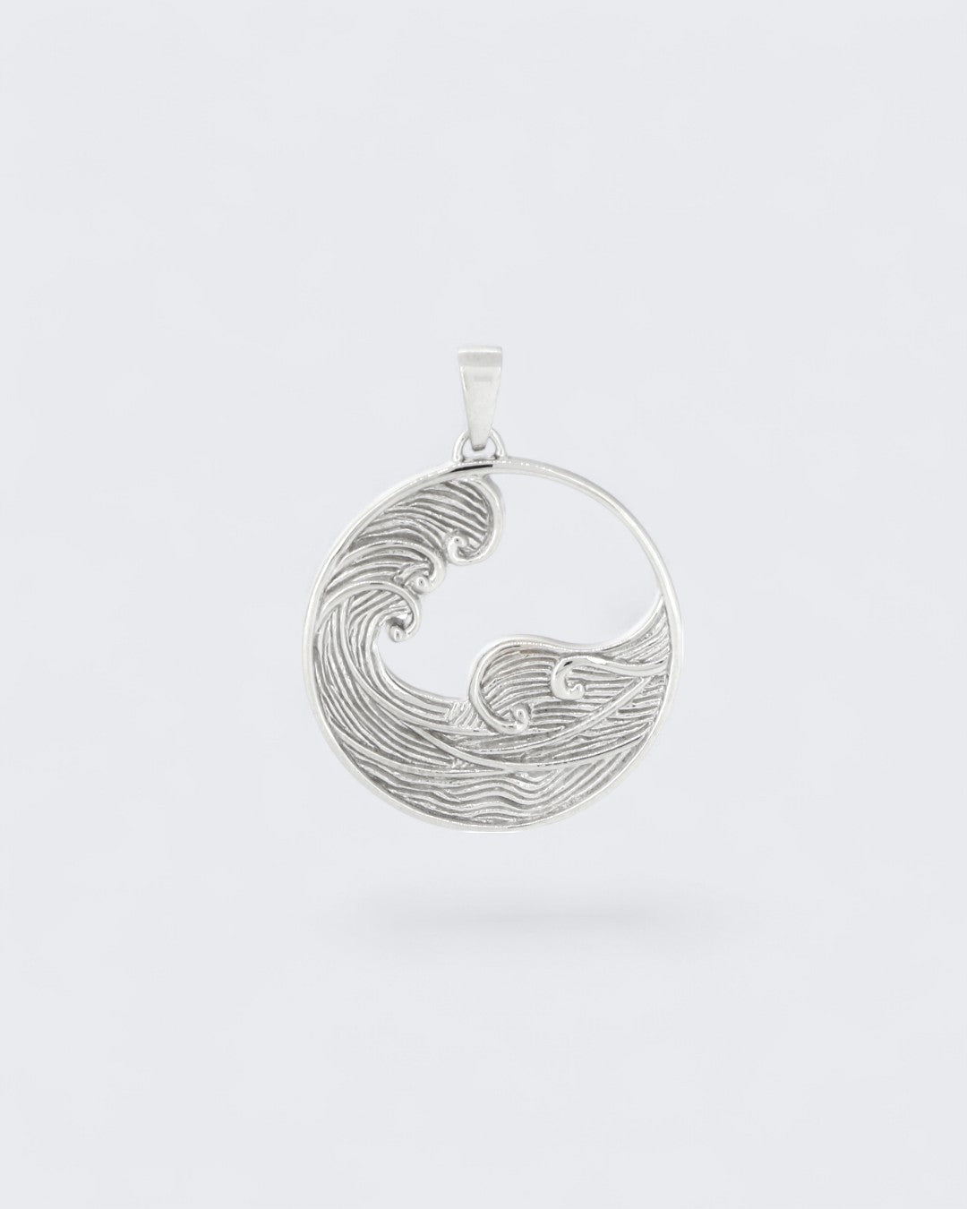 Sterling Silver Rhodium Wave Medallion Pendant – Ocean-Inspired Open Circle Necklace、mySite、topwebapps