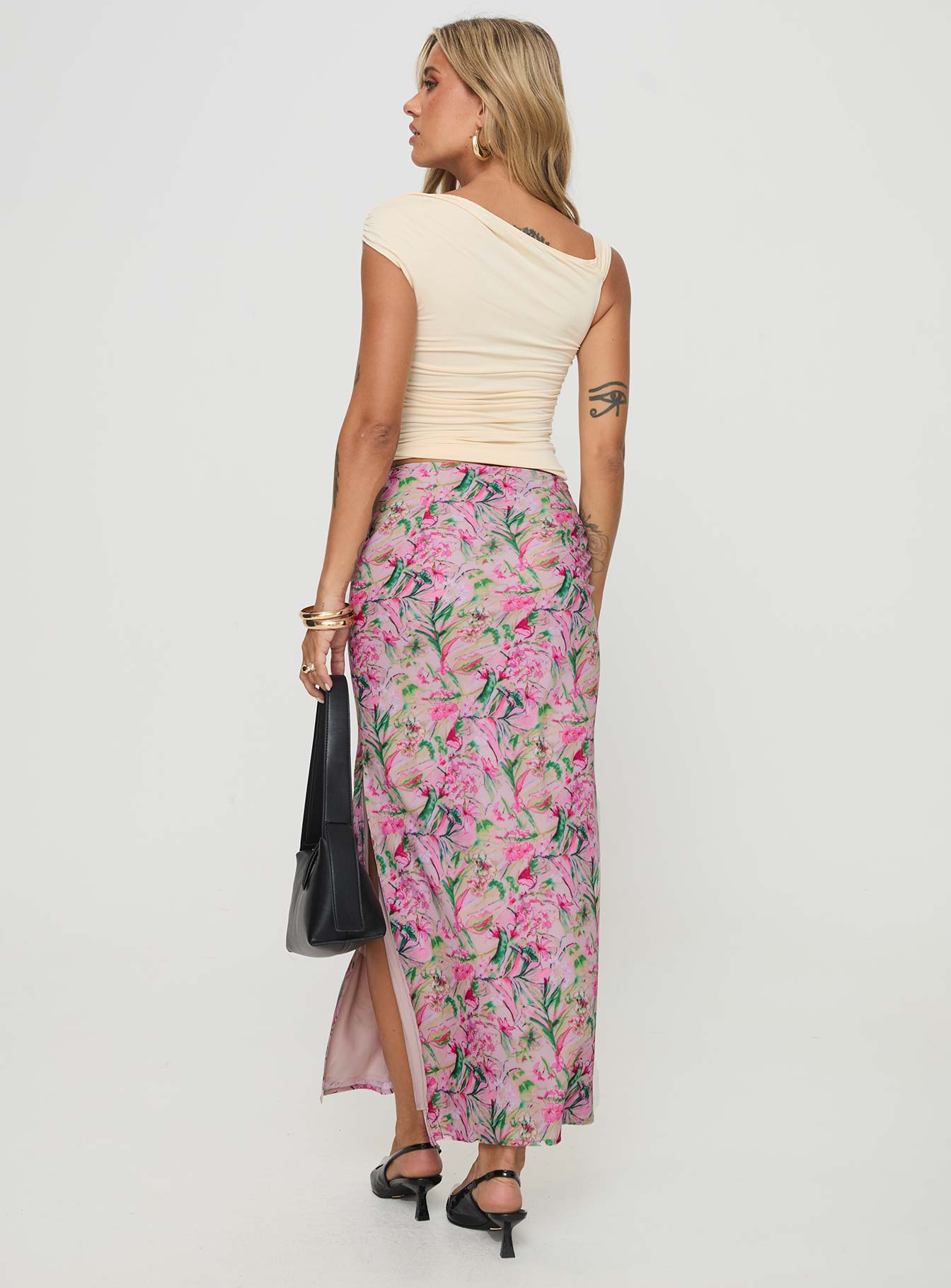 Rinaldie Maxi Skirt Pink Multi、mySite、solidvoid