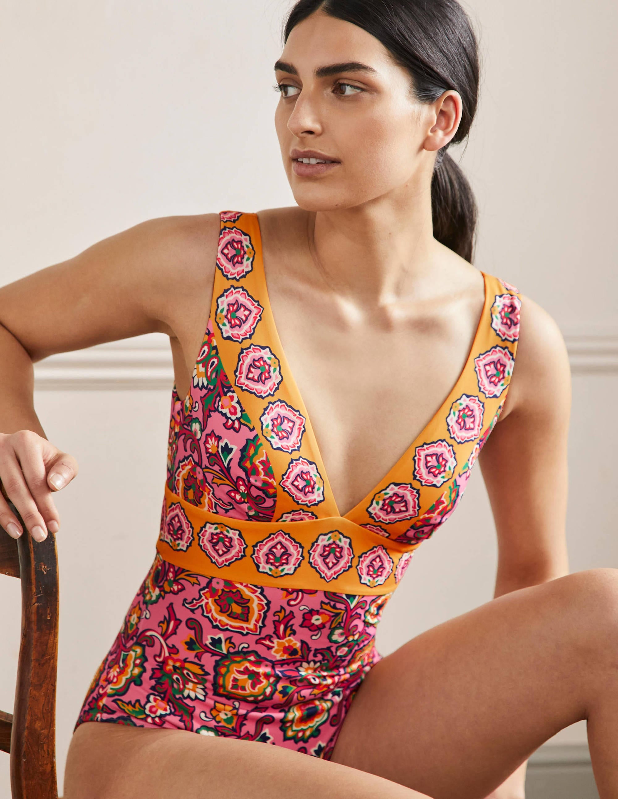  Porto V-Neck Swimsuit-Azalea, Decorative Blooms、mySite、ashleygrahame