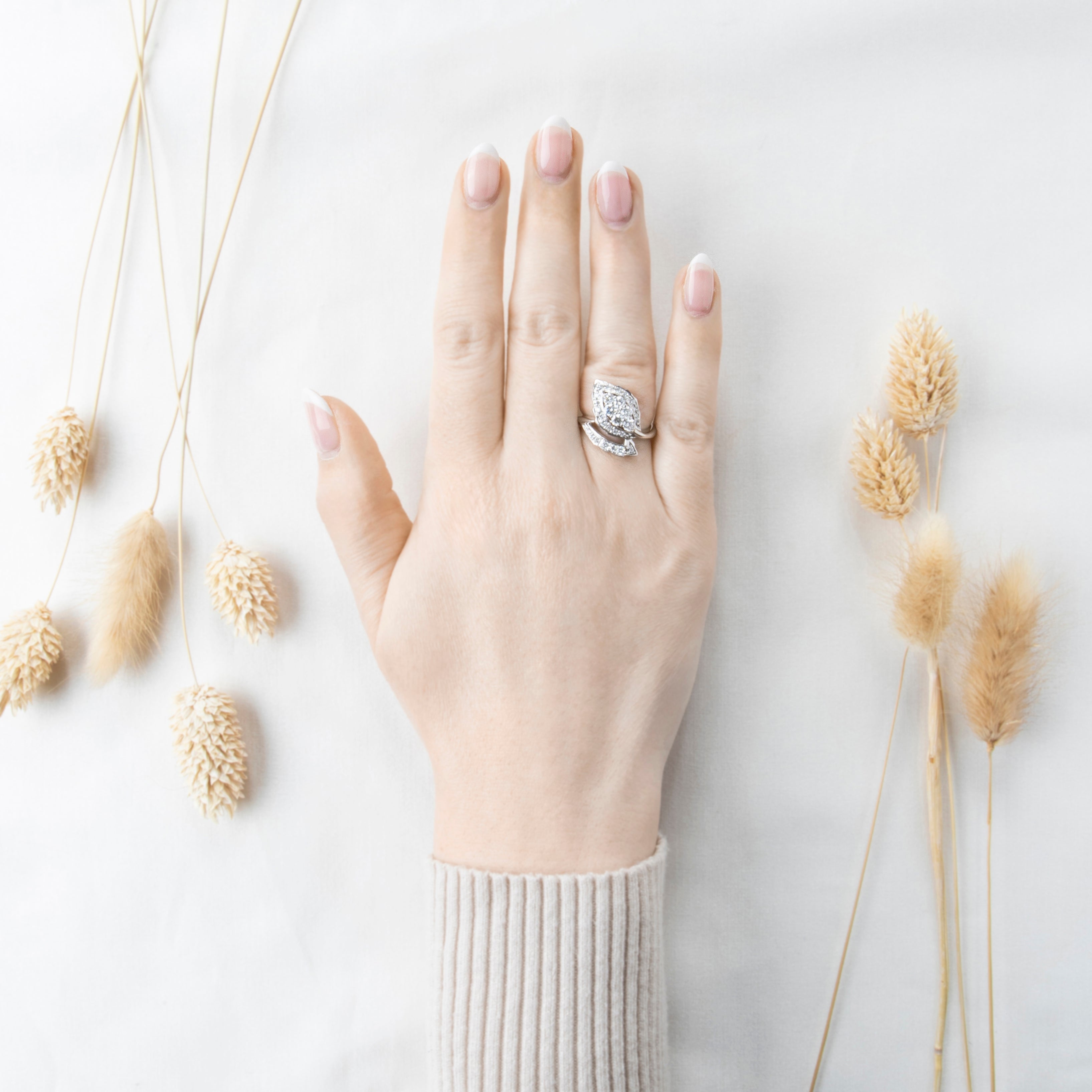 Vintage Platinum 1cttw Diamond Naturalistic Foliate Ring 6.00、mySite、hinf8tx79