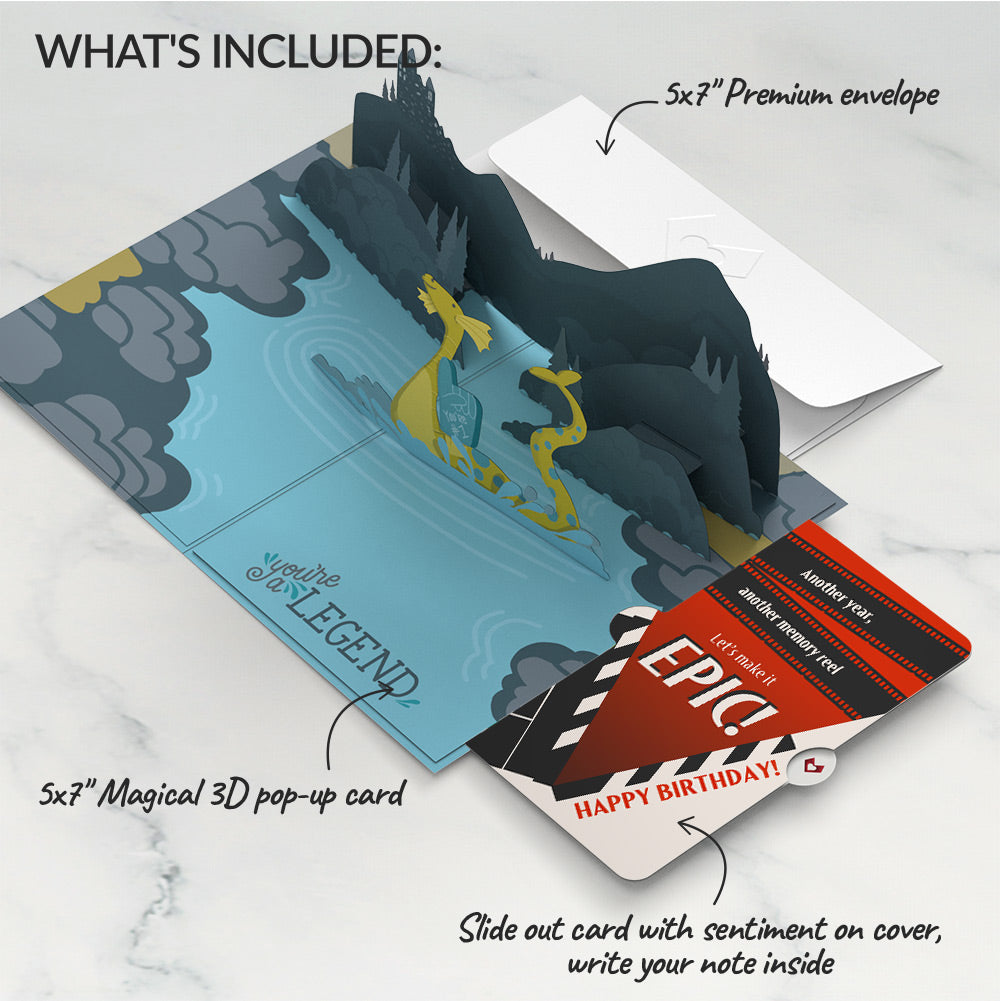 Dad You're a Legend Loch Ness Monster Birthday Pop-Up Card and Epic Reel Sentiment Set、mySite、solidvoid