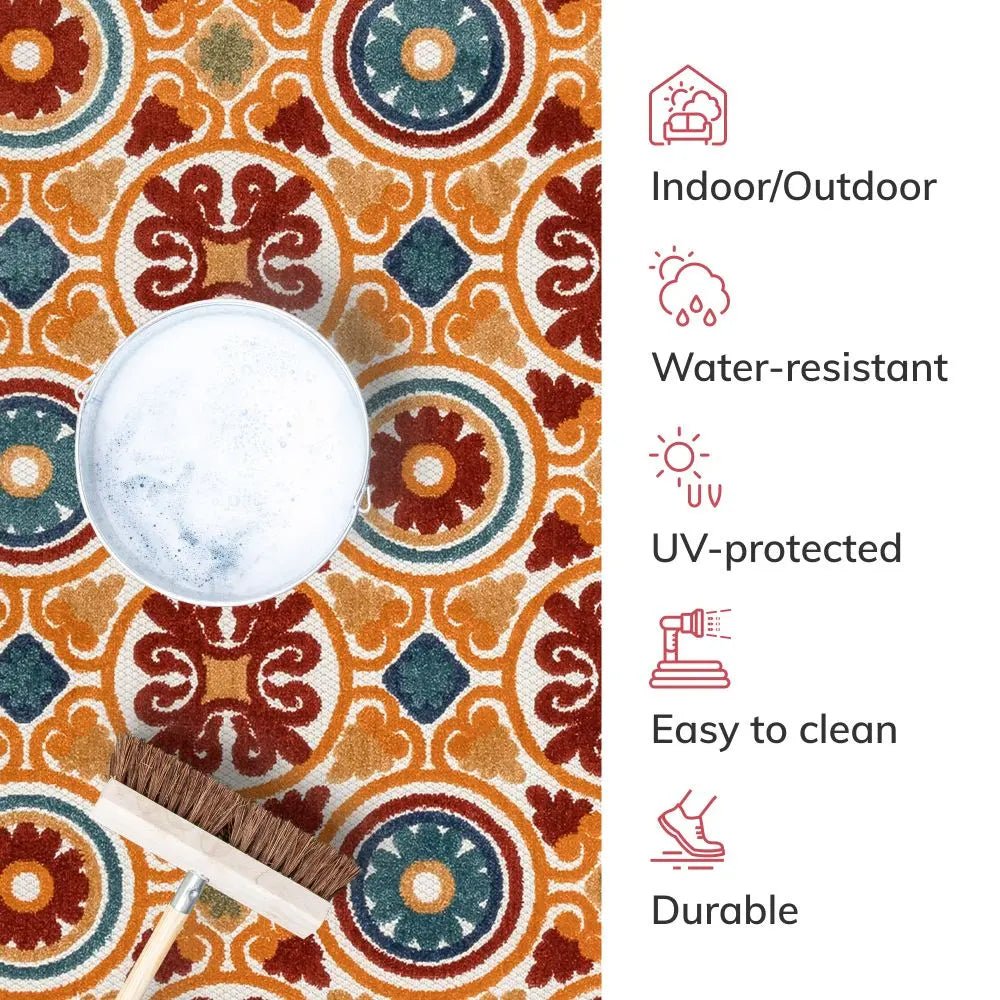 Audun Modern Geometric Indoor/Outdoor Red High-Low Rug、mySite、gigharbornorthrealestate