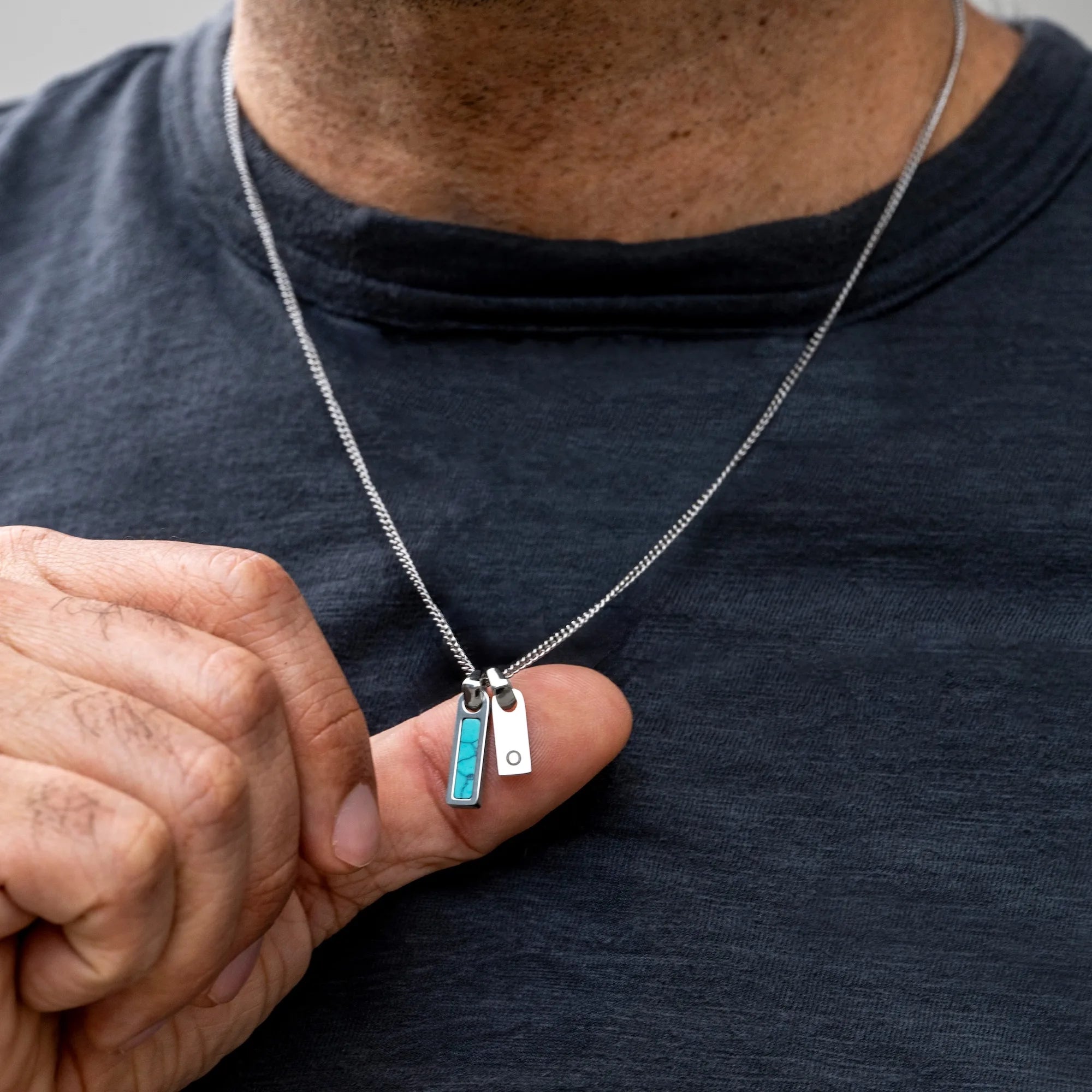 Birthstone & Initial Tag Necklace - Silver、mySite、botmansion