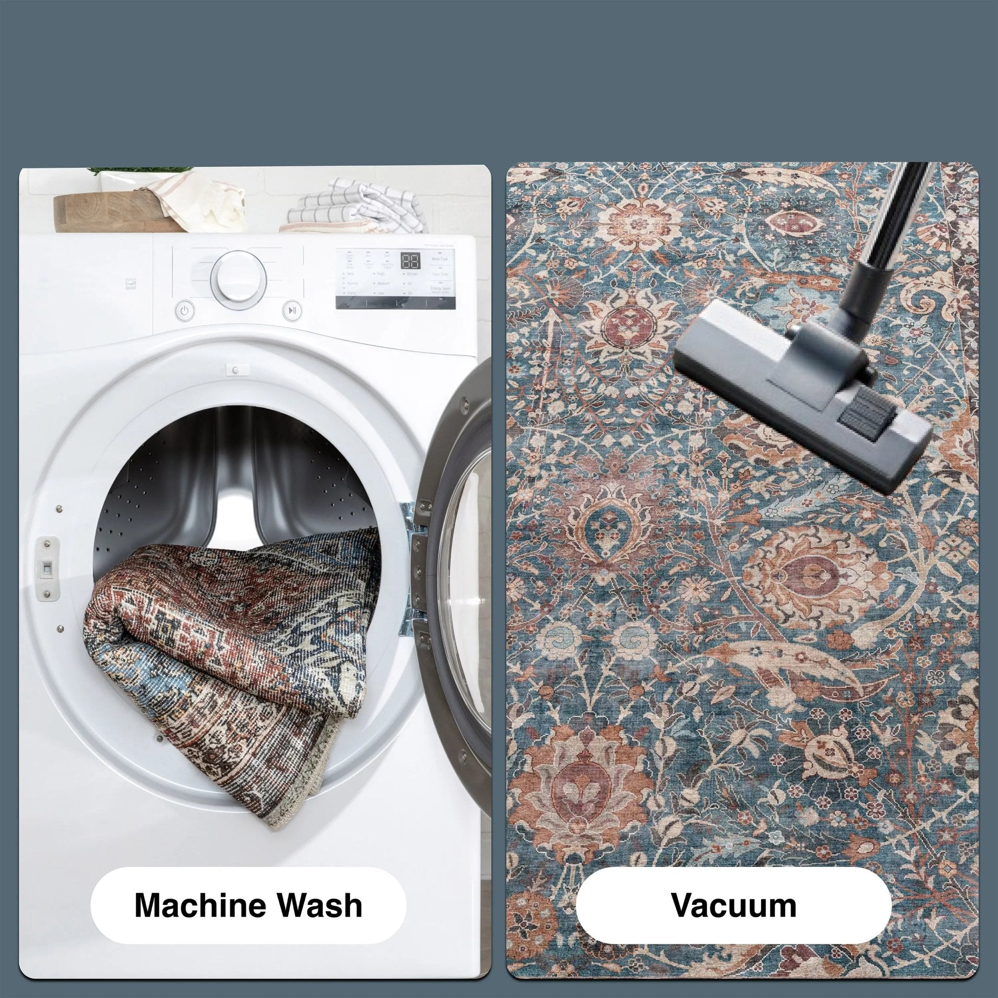 Liana Vintage Oriental Teal Flat-Weave Rug、mySite、gigharbornorthrealestate