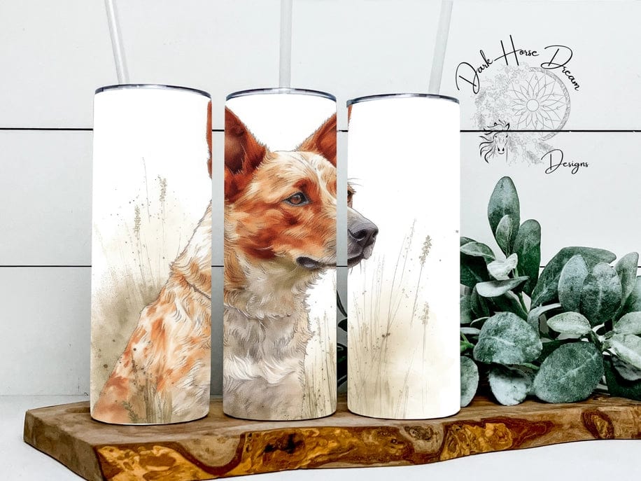 Blue or Red Heeler Cattle Dog Watercolor Canine Skinny Tumbler、mySite、g9winljtr