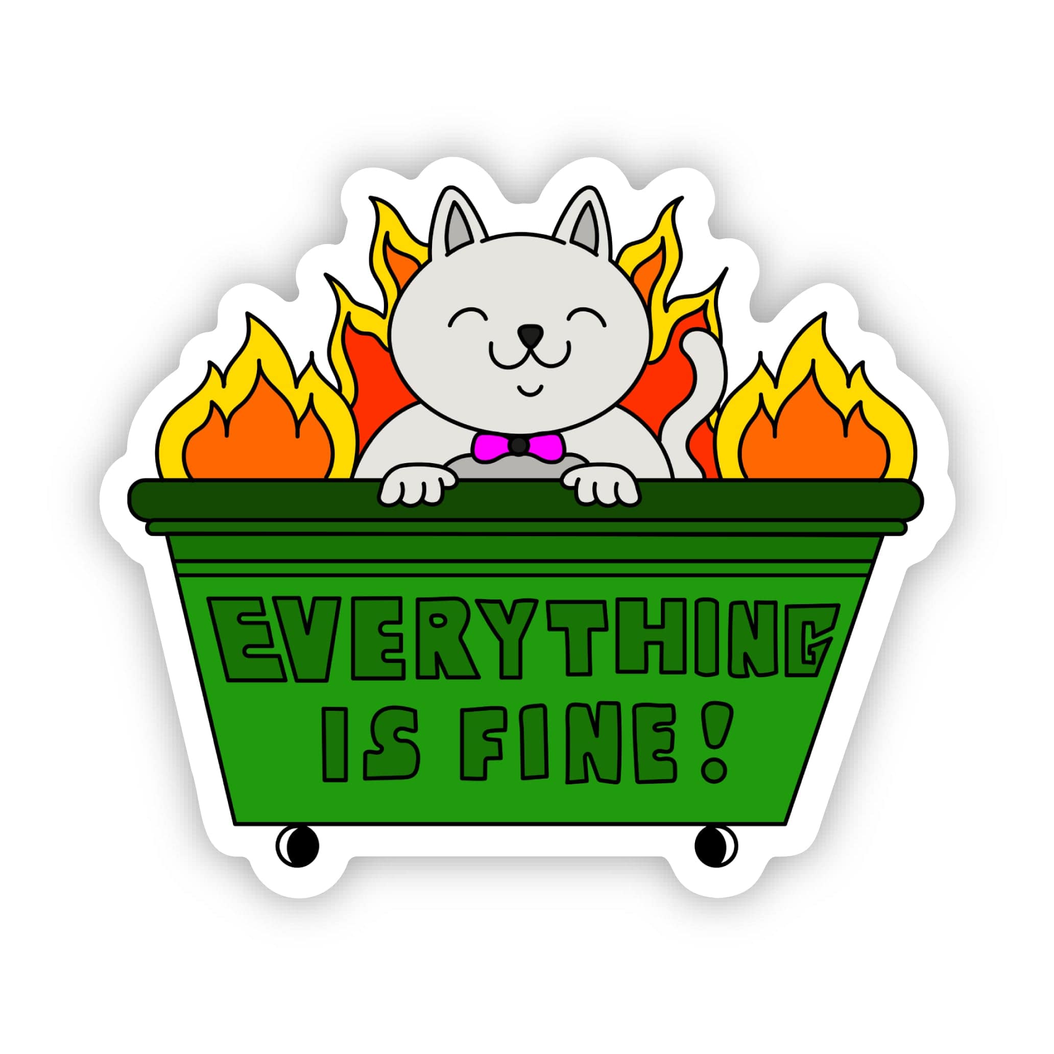  Everything is fine! Cat Dumpster Fire Sticker、mySite、ghnorth