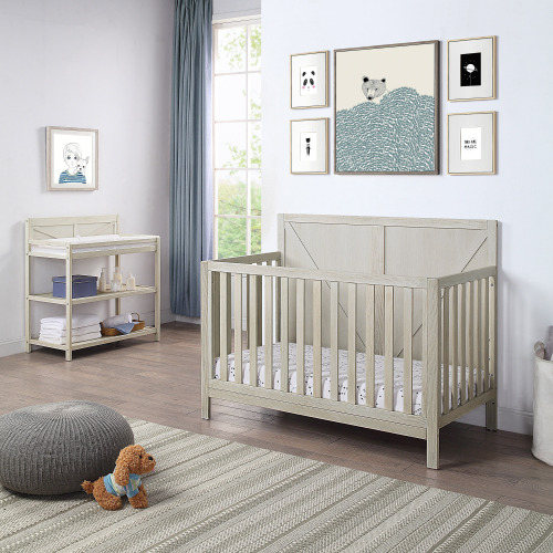 Barnside 4-in-1 Convertible Crib Washed Gray、、casual