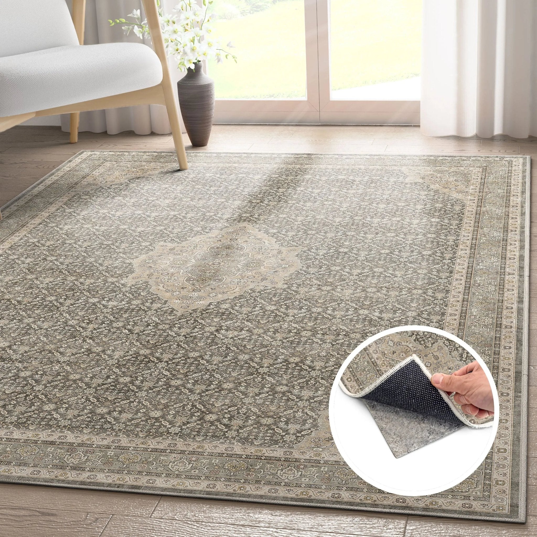 Asha 2-in-1 Lilith Vintage Oriental Kilim Rug + Rug Pad Included、mySite、gigharbornorthrealestate