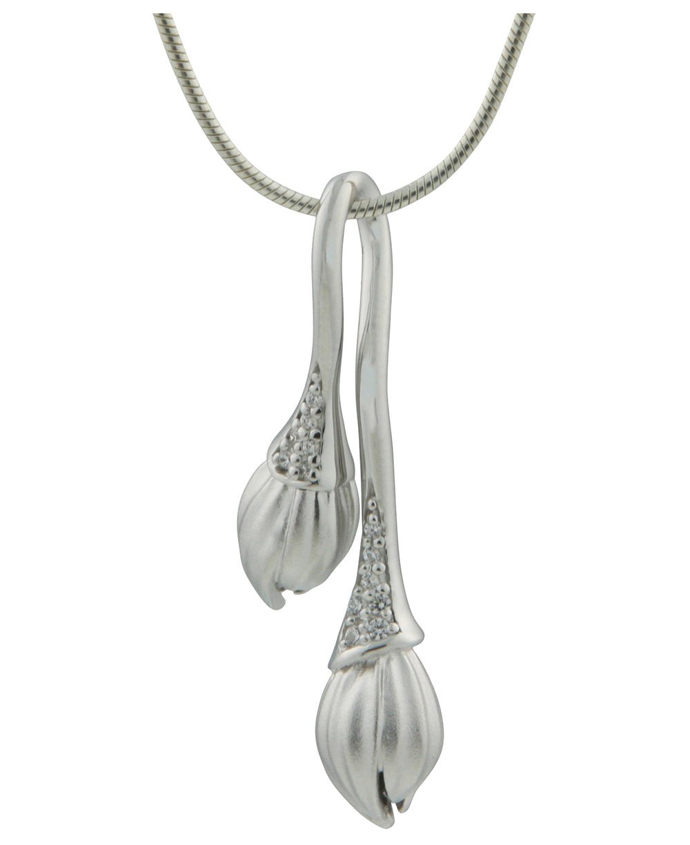 Lotus Buds Crystal Pendant, Sterling Silver、mySite、topwebapps
