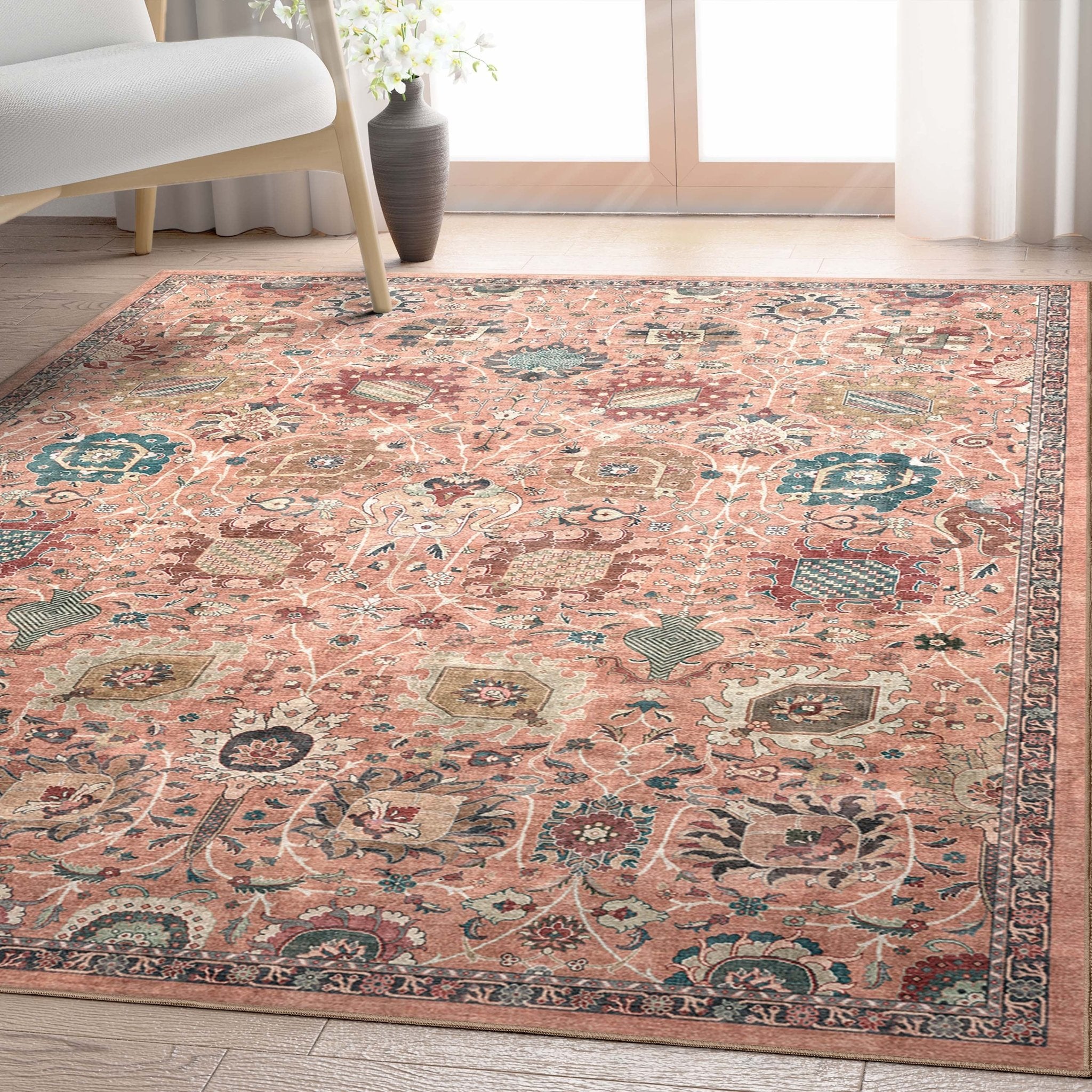 Vienna Vintage Oriental Botanical Rug – Easy Clean, Stylish Elegant Design、mySite、gigharbornorthrealestate
