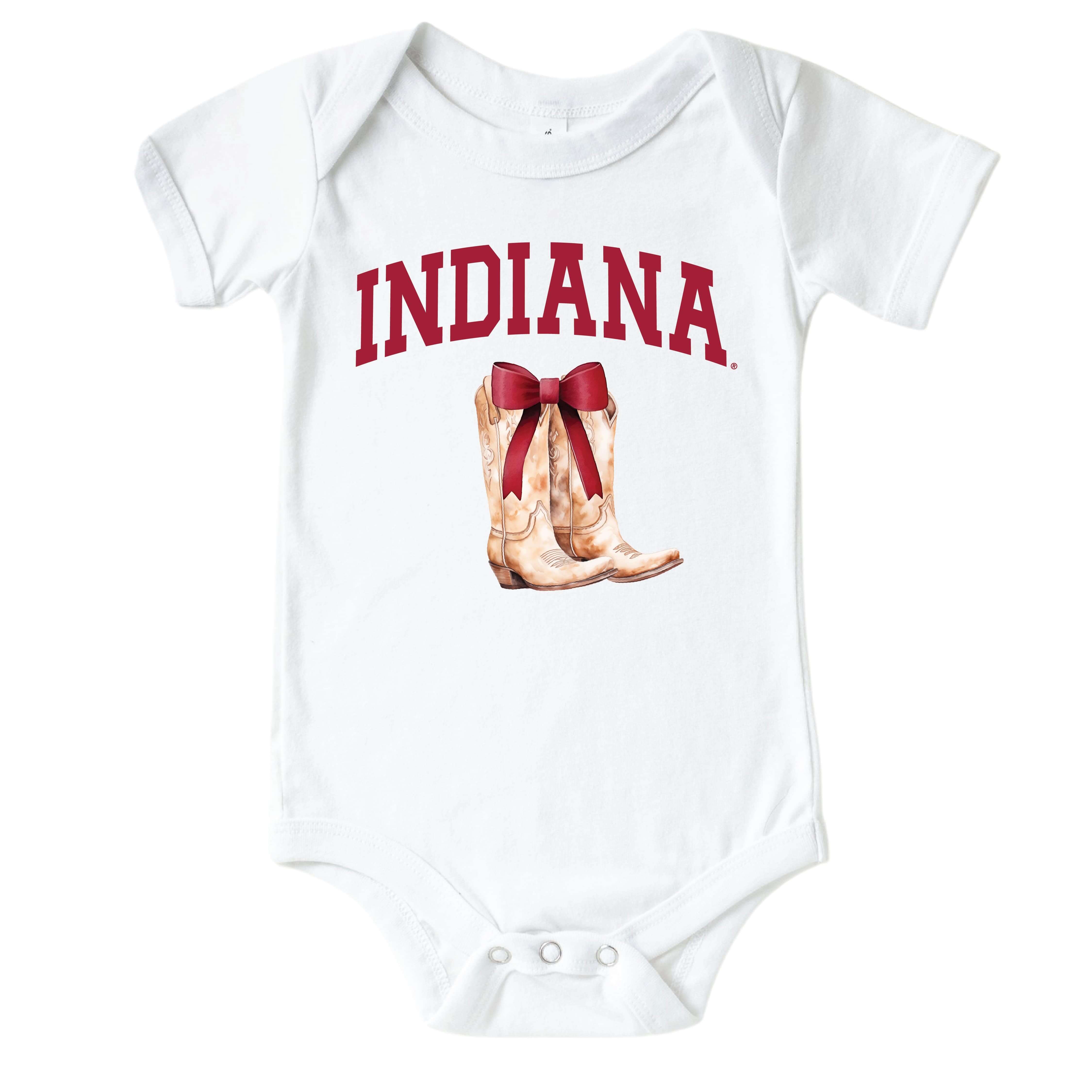  Indiana University | Footballs & Bows Graphic Bodysuit、mySite、layawaytickets