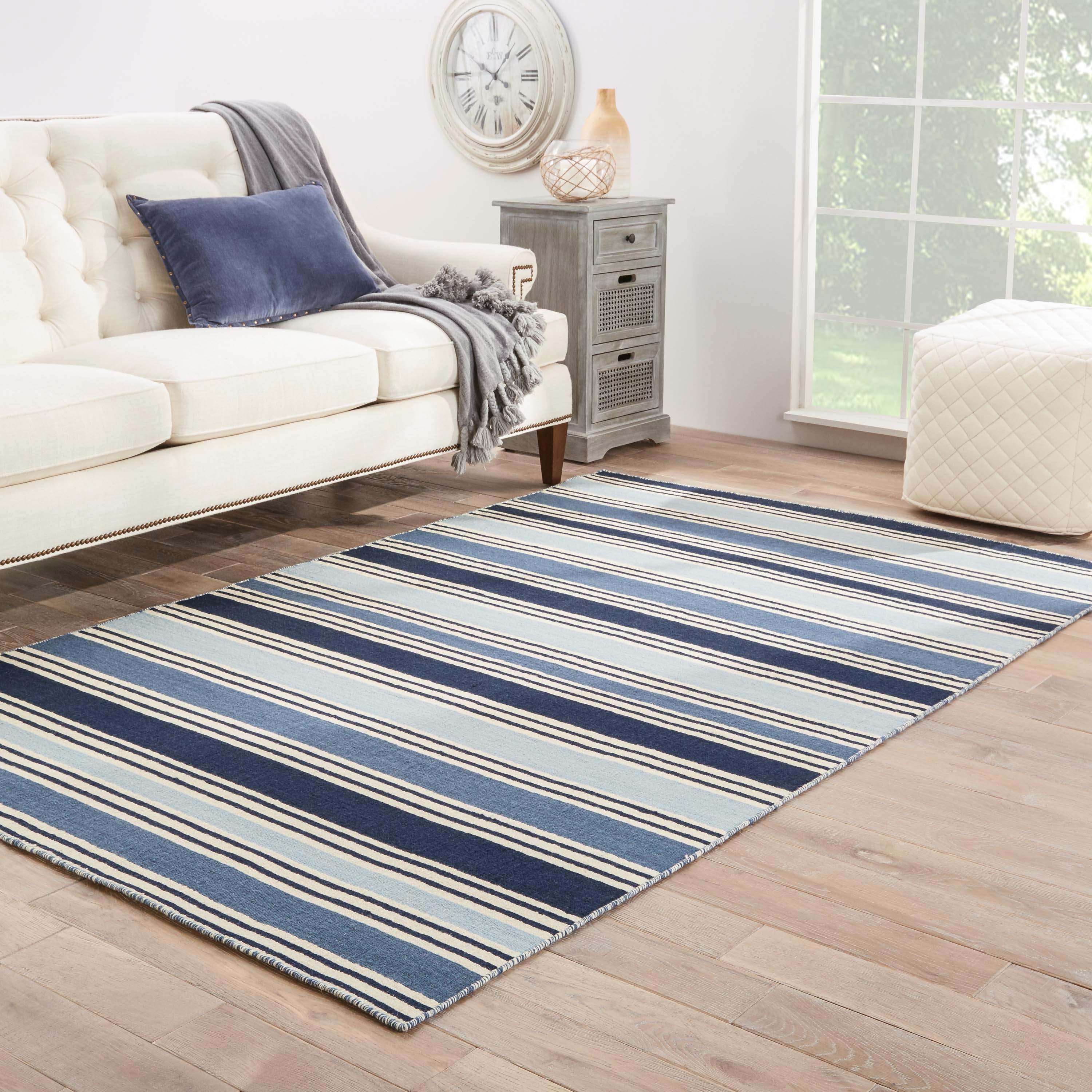 Salada Handmade Striped Blue White Area Rug、mySite、gigharbornorthrealestate