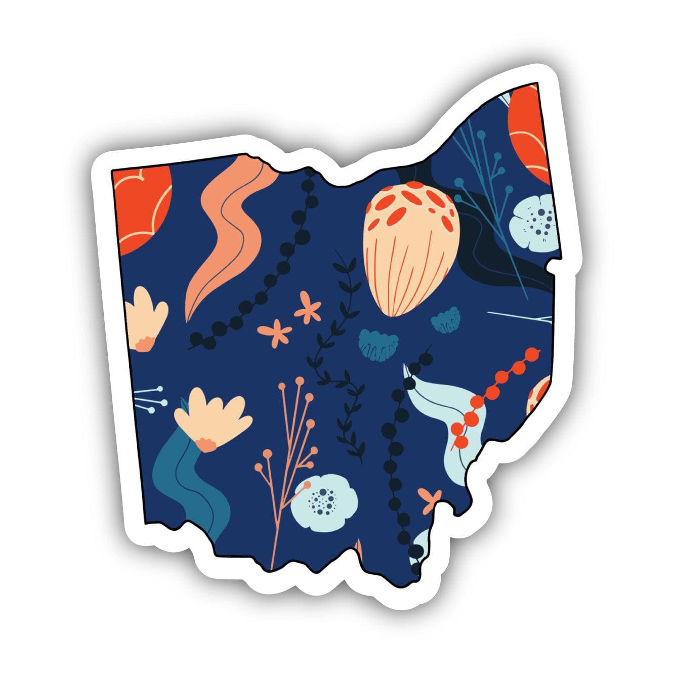  Ohio Blue Floral Abstract Sticker、mySite、elrpsem3k
