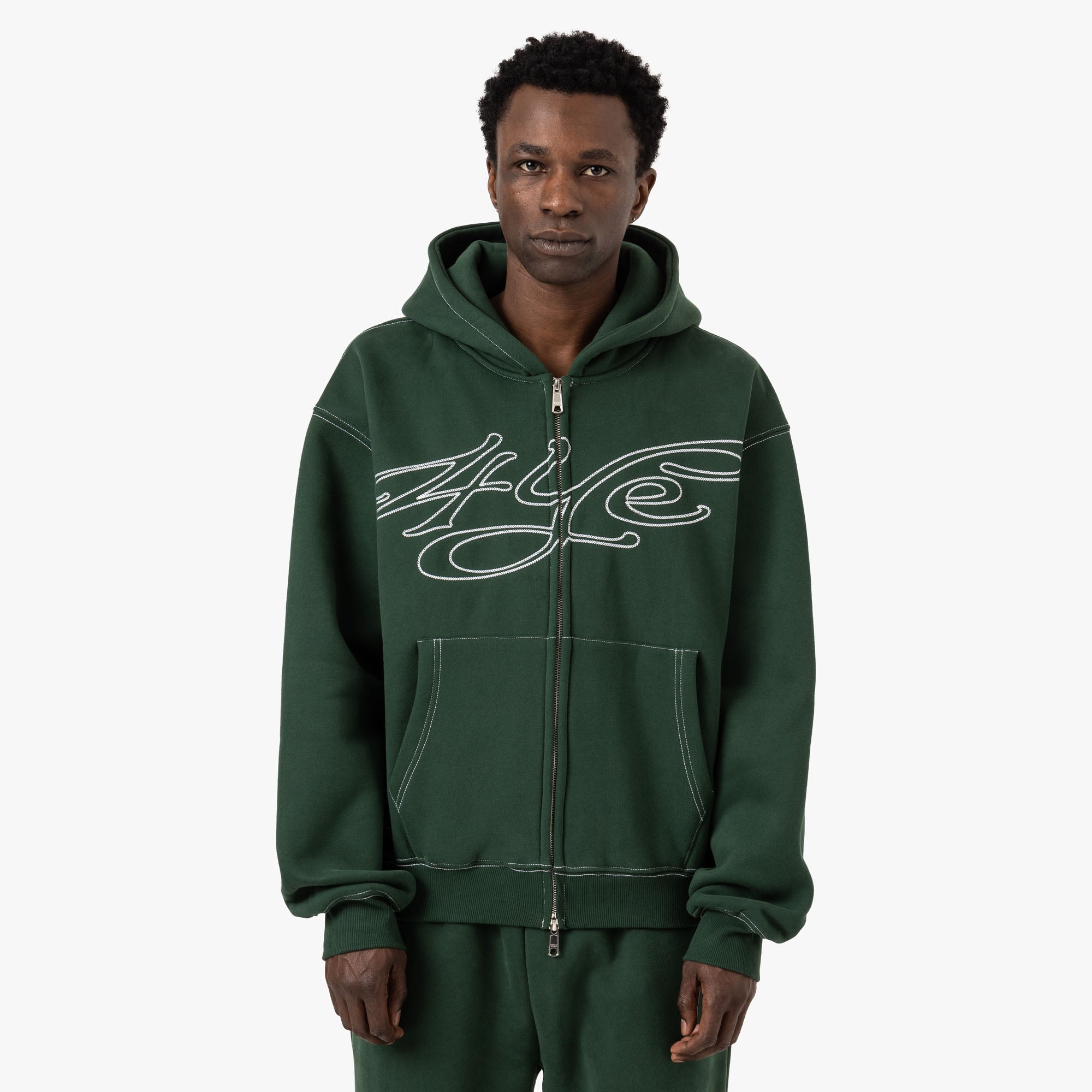  4YE Signature Zip Hoodie / Green / White、mySite、merchandisen