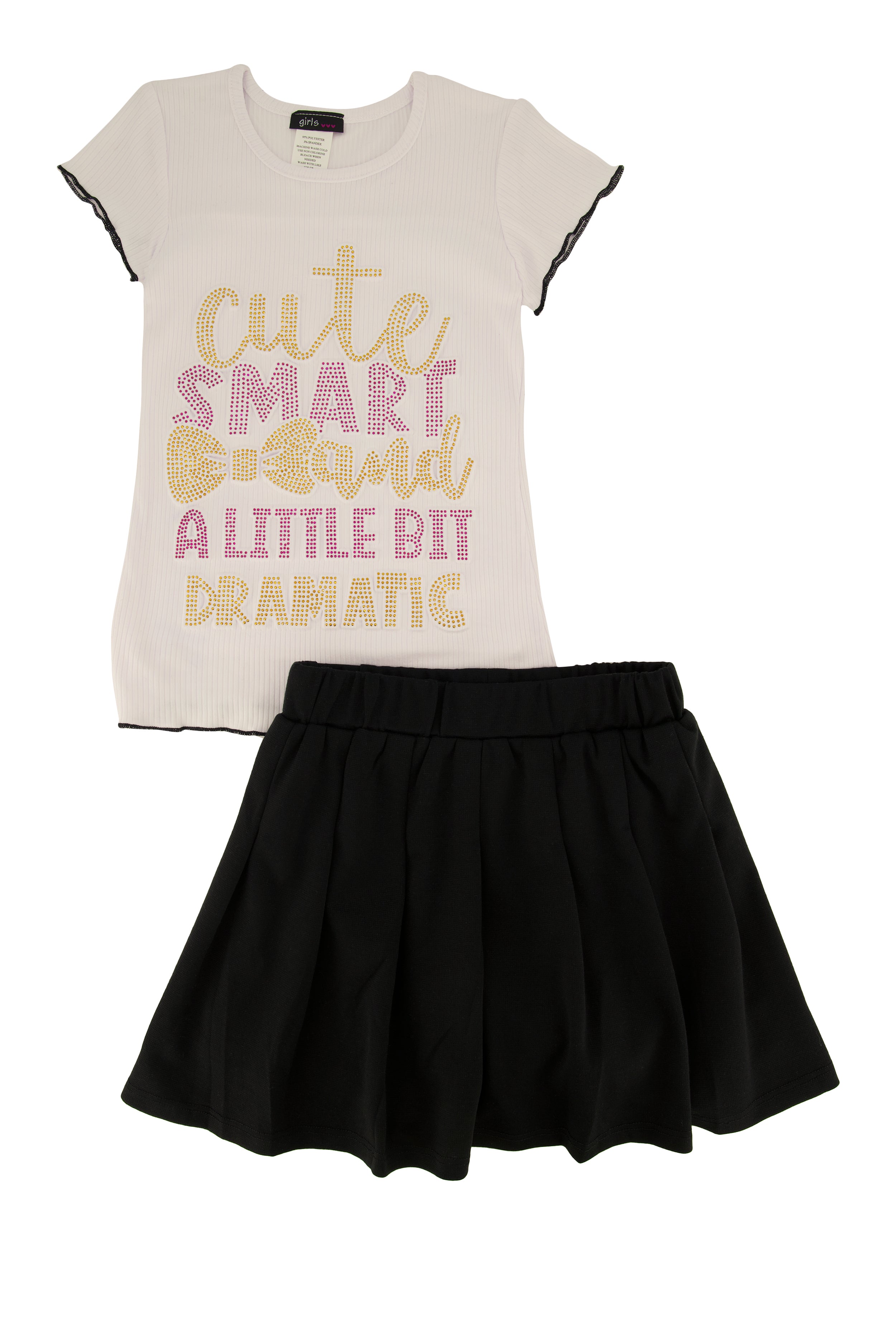 Little Girls Cute Smart and A Little Bit Dramatic Tee with Skirt、mySite、camillekostekn