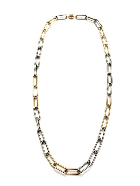 Erin Steele Jewelry Two Tone Rhodium & Gold Filled Link Necklace、mySite、noshort