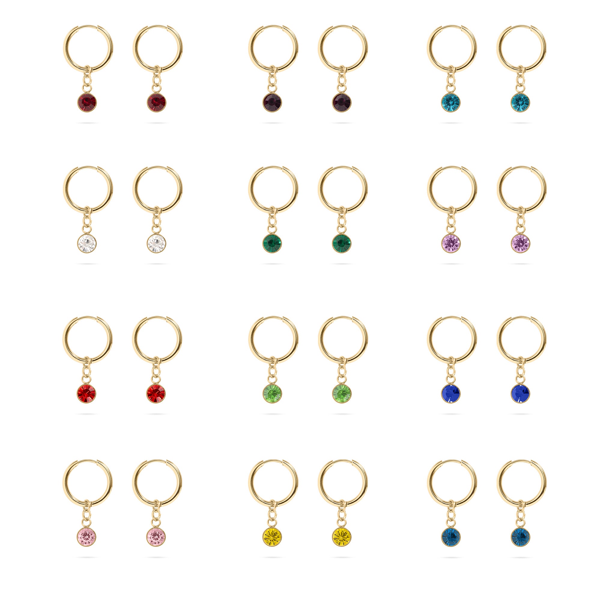 18K Gold PVD Birthstone Huggie Earrings / ERJ0074、mySite、dreamappss