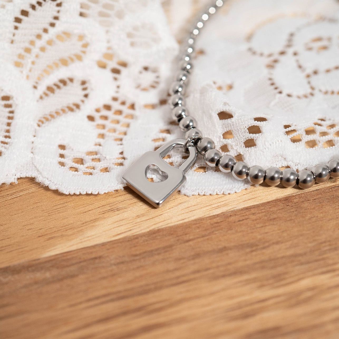 18K Gold PVD Stainless Steel Padlock with Heart Charm / PDL0276、mySite、dreamappss