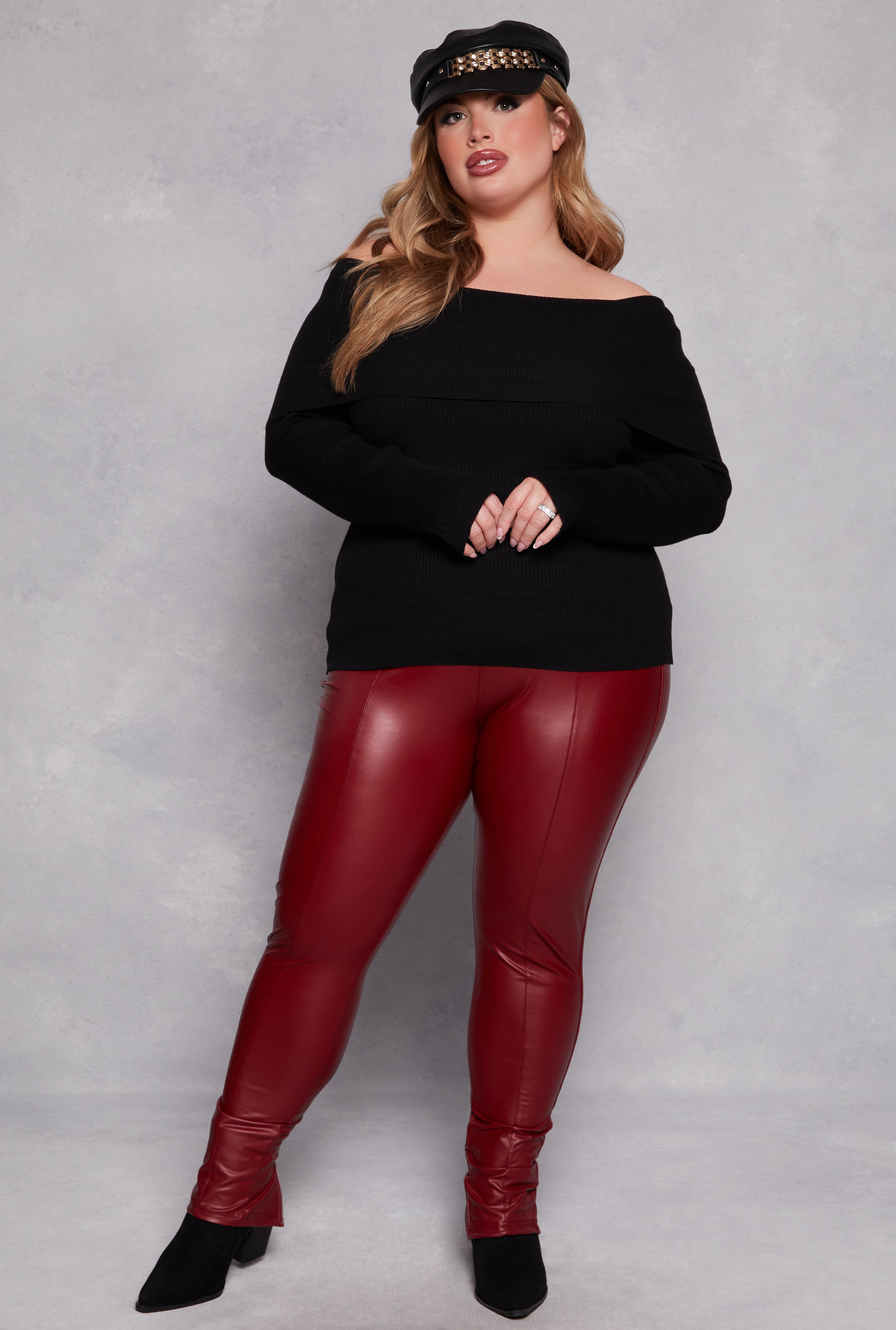 Plus Size Off The Shoulder Sweater、mySite、camillekostekn