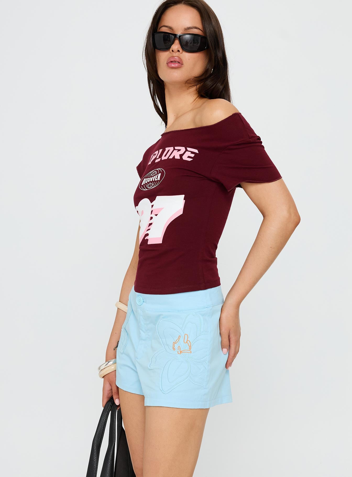 Leleia Embroidered Shorts Blue、mySite、solidvoid