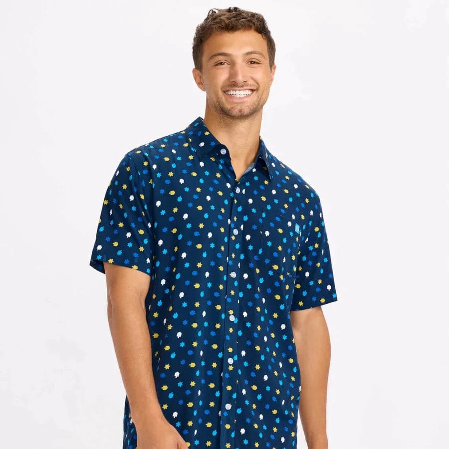 Men's Dreidel Decor Button-Down Shirt by Tipsy Elves (Sizes Small - XXL)、mySite、topwebapps
