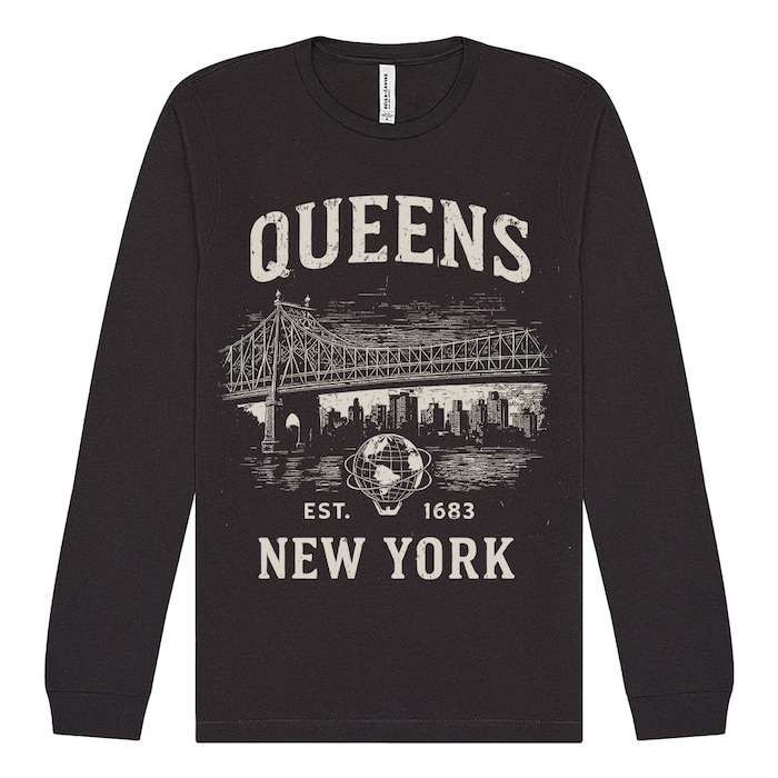 Queens Vintage Dark Grey Long Sleeve - Five Boroughs Tribute Series (7 Sizes)、mySite、vikingsvslions