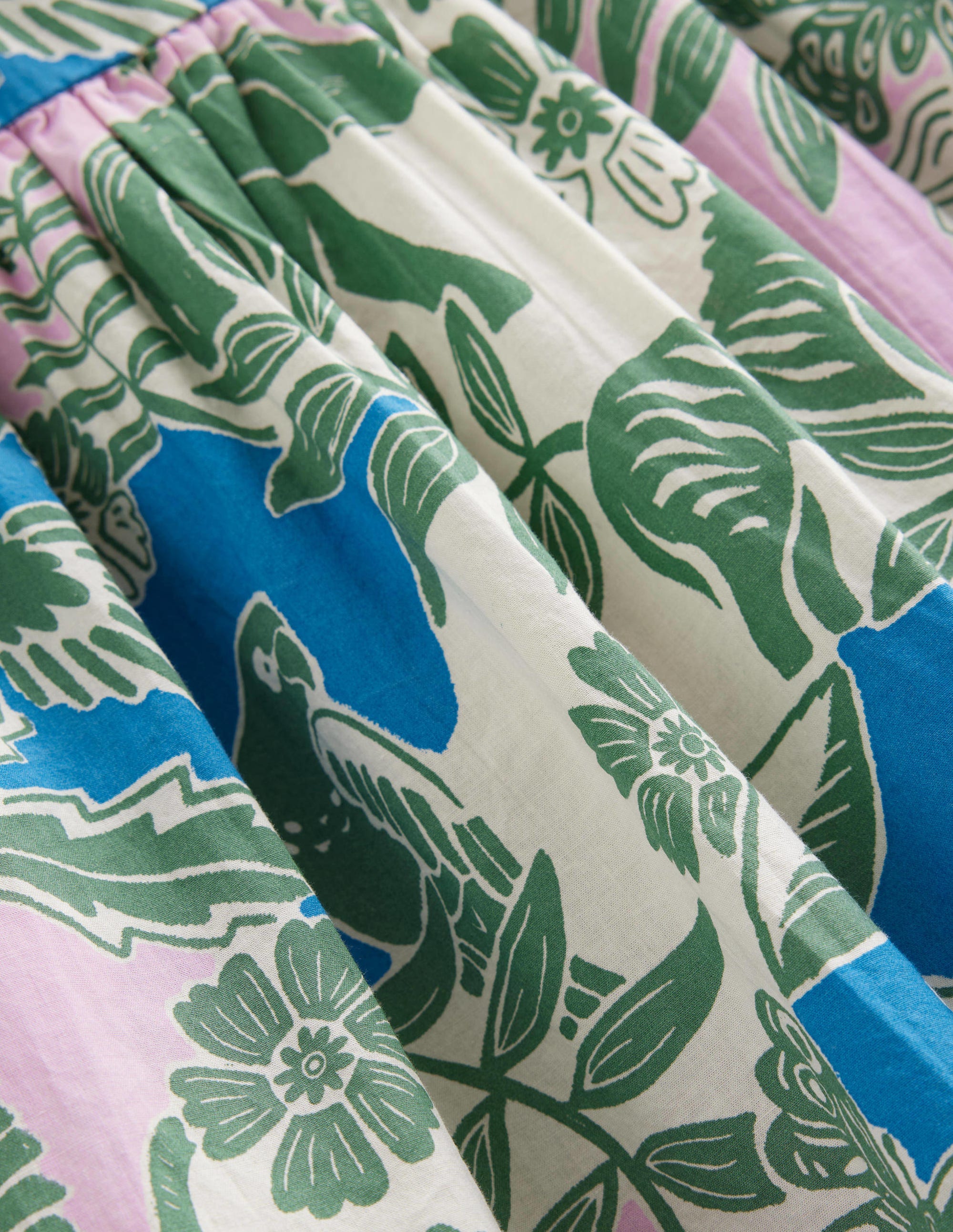  Flutter-Sleeve Printed Dress-Rosemary Woodblock Jungle、mySite、ashleygrahame