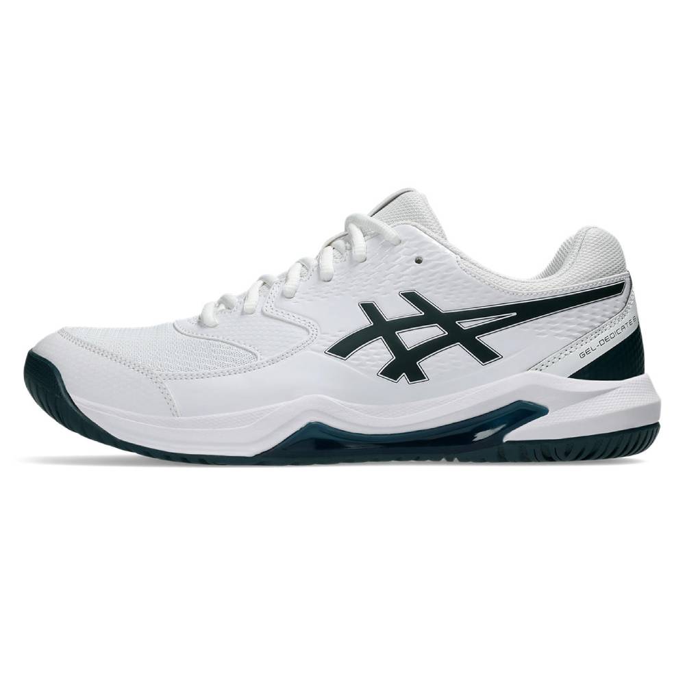 Asics Gel Dedicate 8 Men's Tennis Shoe (White/Saxon Green)