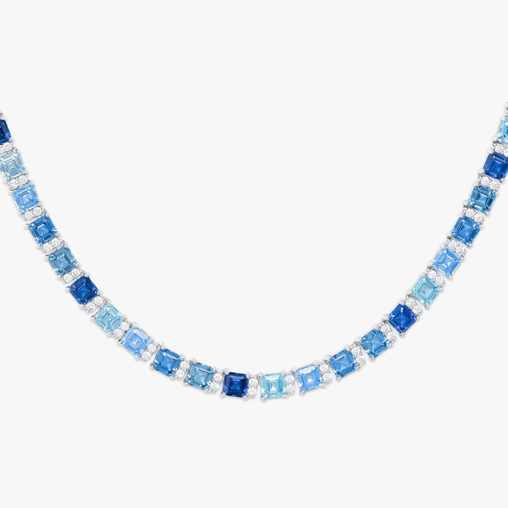 5MM Asscher Cut Blue Moissanite Tennis Chain、mySite、hinf8tx79