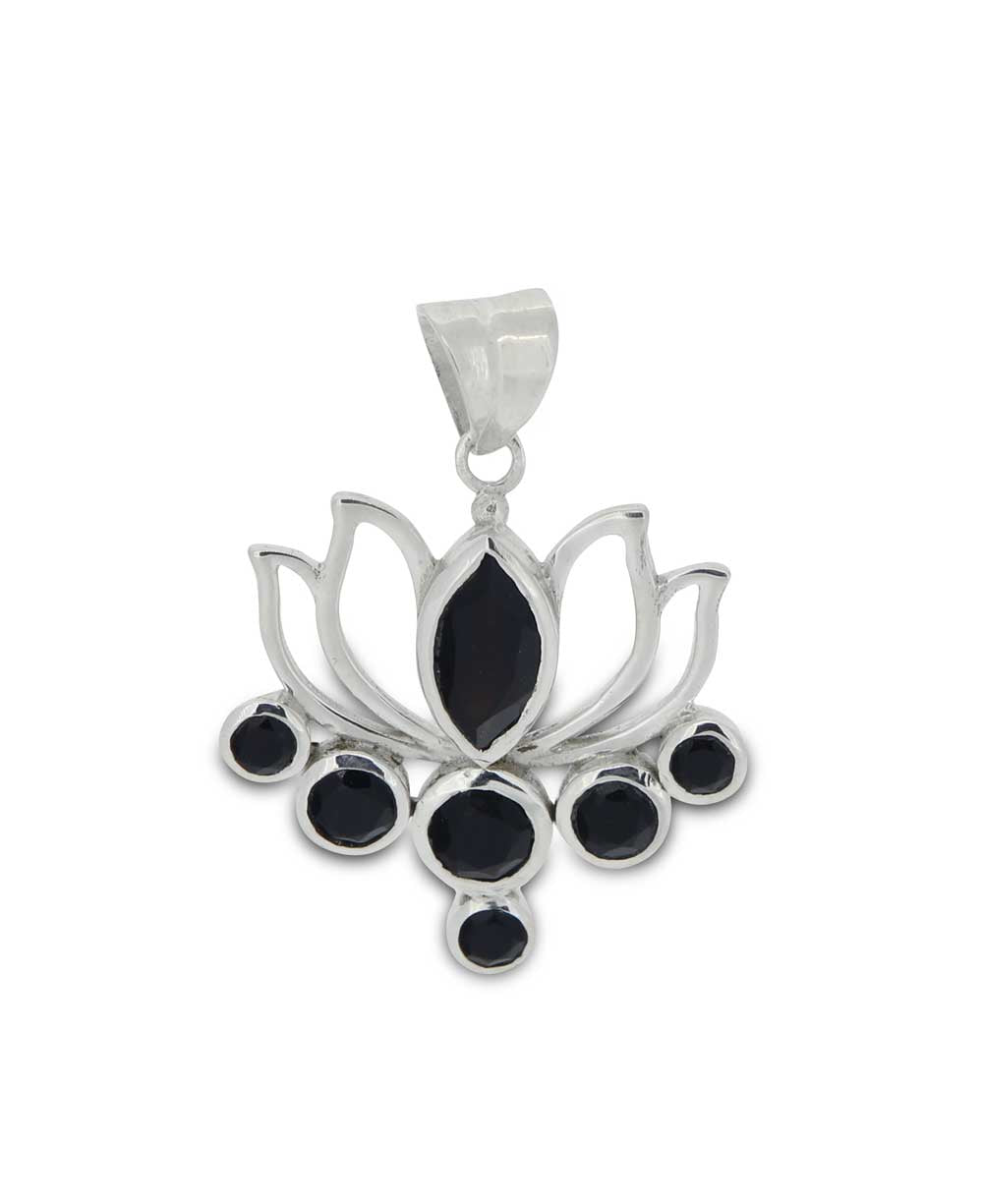 Black Onyx Lotus Pendant, Sterling Silver、mySite、topwebapps