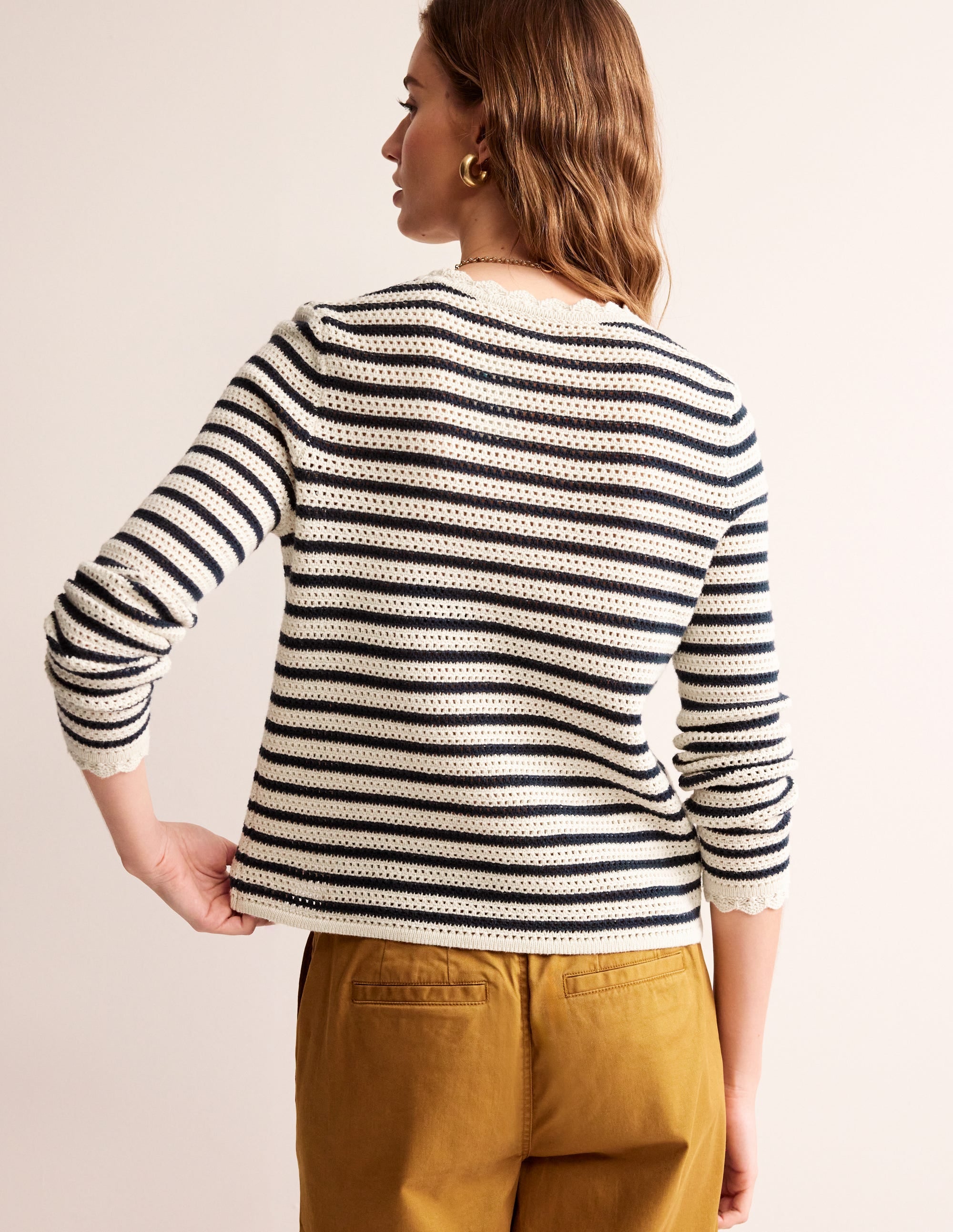  Textured Scallop Jumper-Warm Ivory/ Naval Academy、mySite、ashleygrahame
