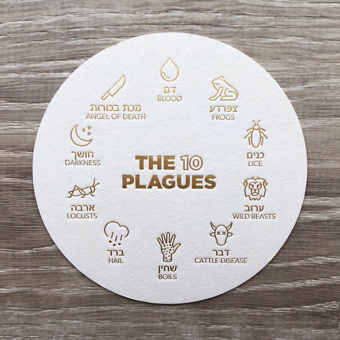 Gold 10 Plagues Passover Coasters, Set of 18、mySite、topwebapps