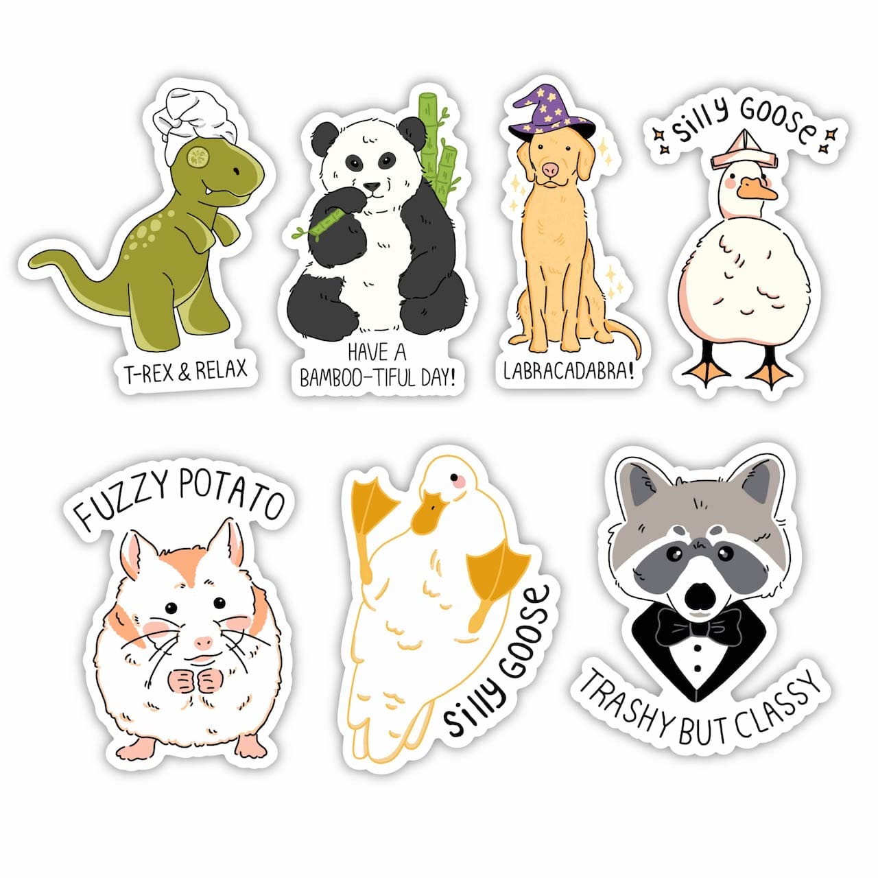  Silly Goose Animal Pun Sticker 7 Pack、mySite、elrpsem3k