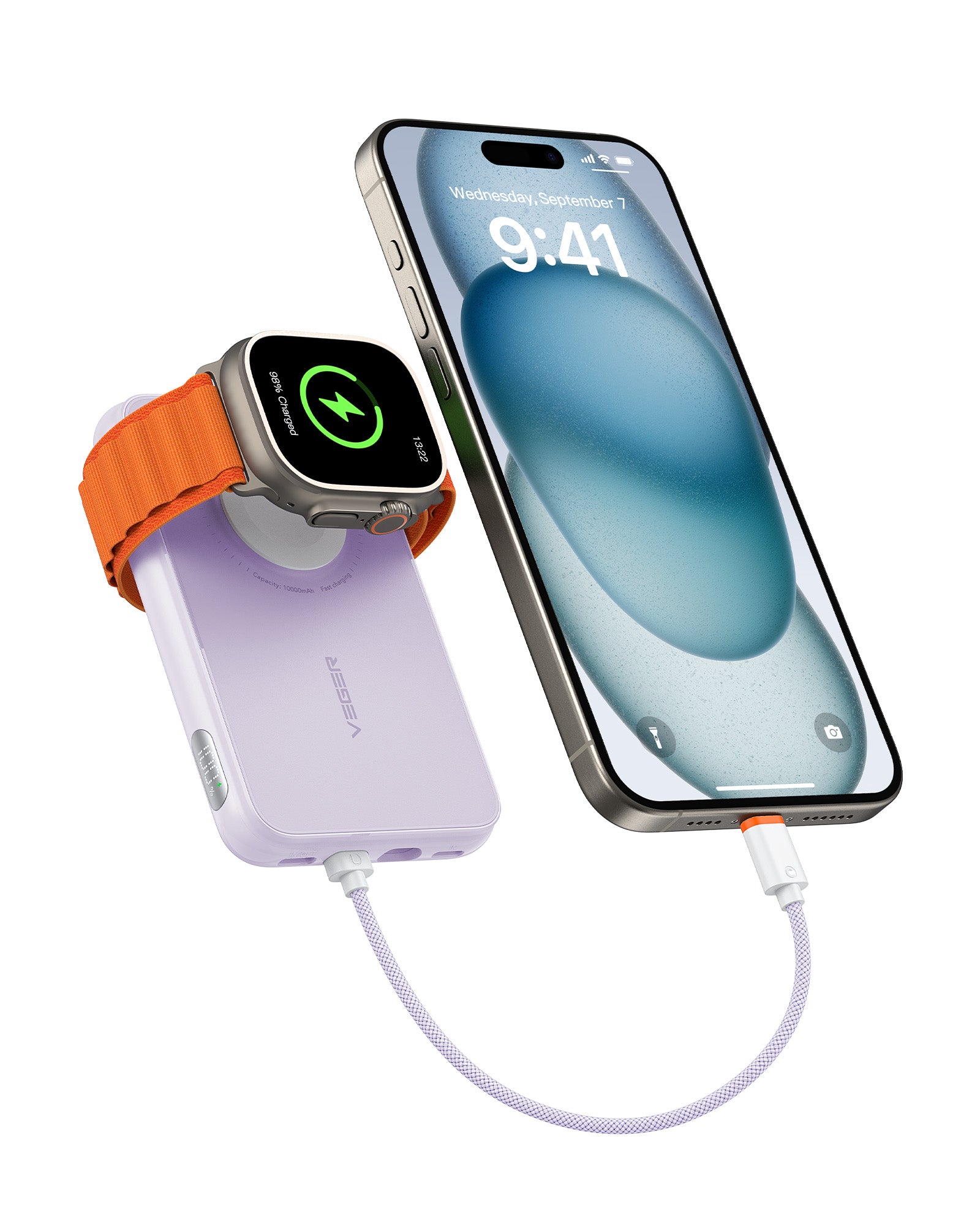 10000mAh Portable Charger with Built in Cable (Removable)、mySite、fannypackpong