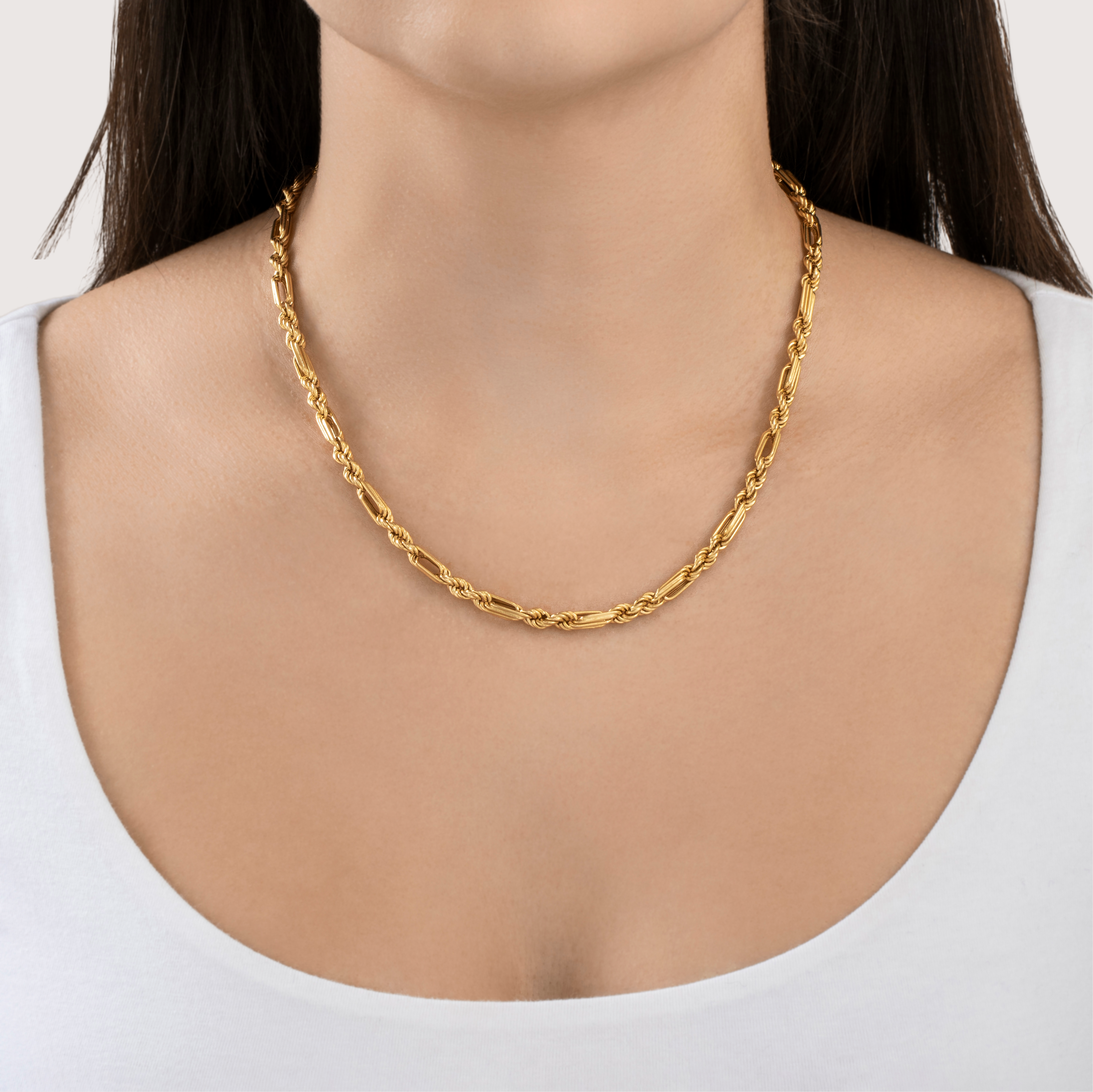 Vintage Italian 14k Yellow Gold Unique Rope Chain Necklace 18、mySite、hinf8tx79