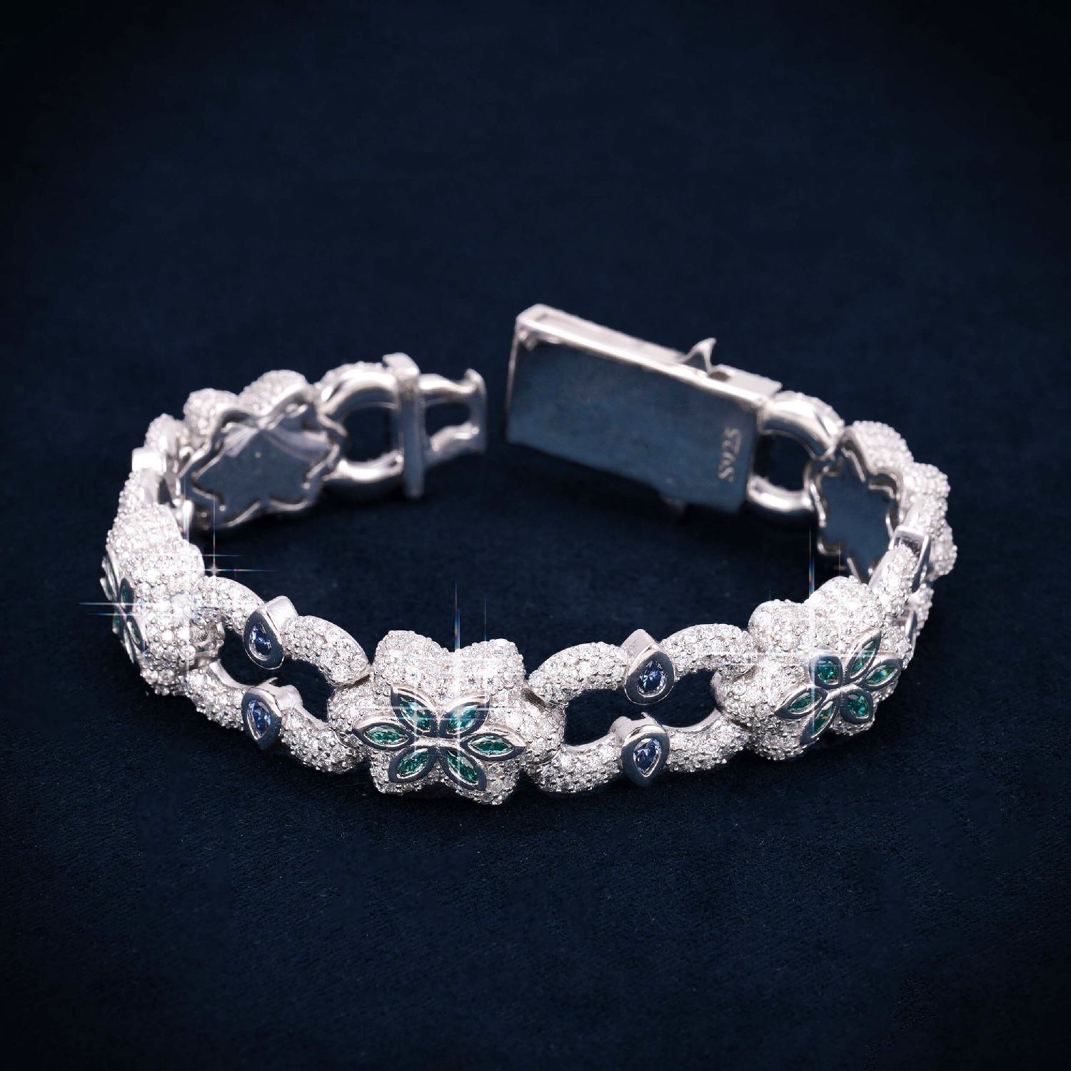 13MM Double Accent Moissanite Cuban Link Bracelet 14K、mySite、hinf8tx79