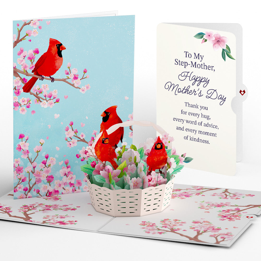 Cherry Blossom Basket with Cardinals Mother's Day Pop-Up Card and Sentiment Set for Step-Mother、mySite、solidvoid