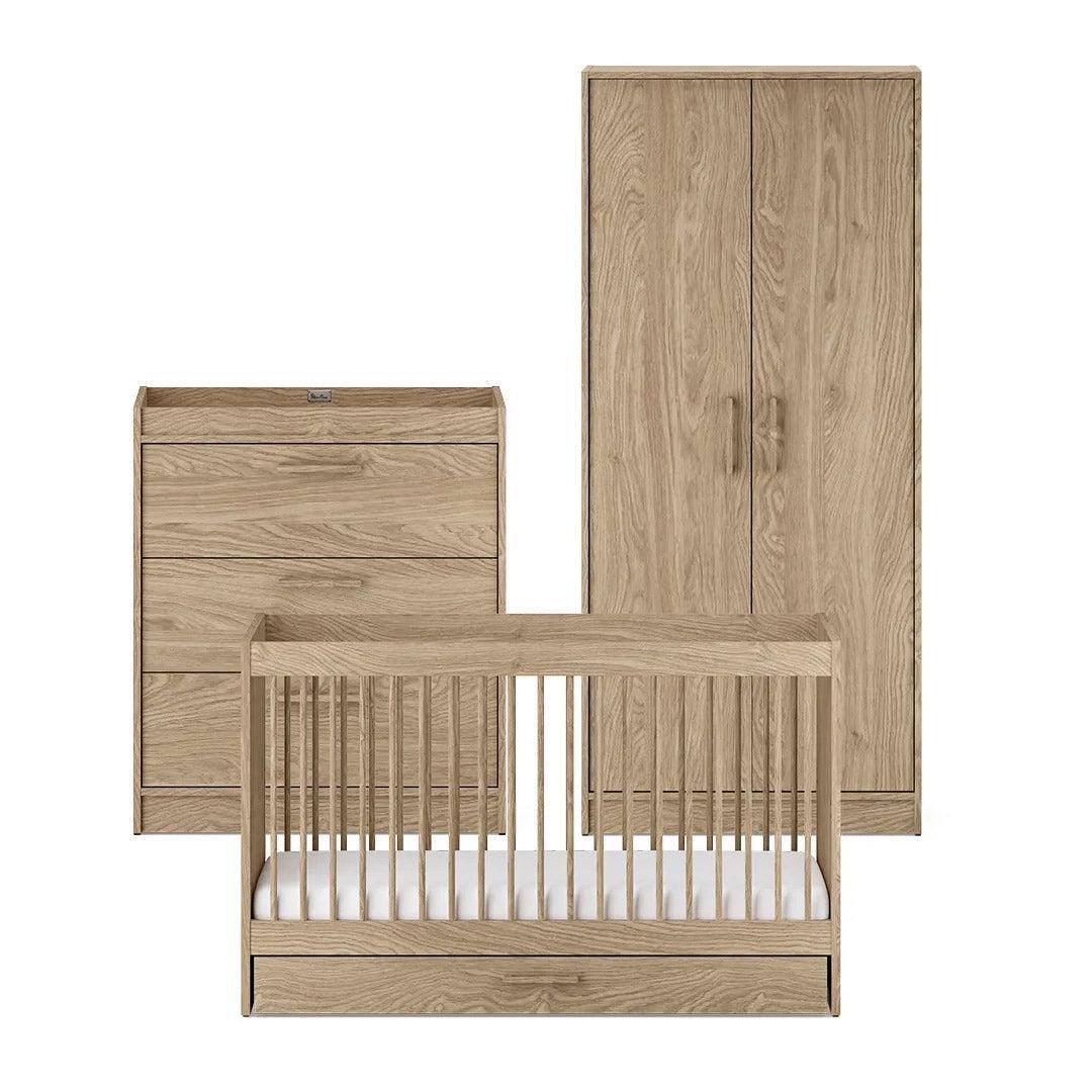  Silver Cross Geneva 3 Piece Nursery Set (Cot Bed, Dresser & Wardrobe) - Oak、mySite、merchandisen