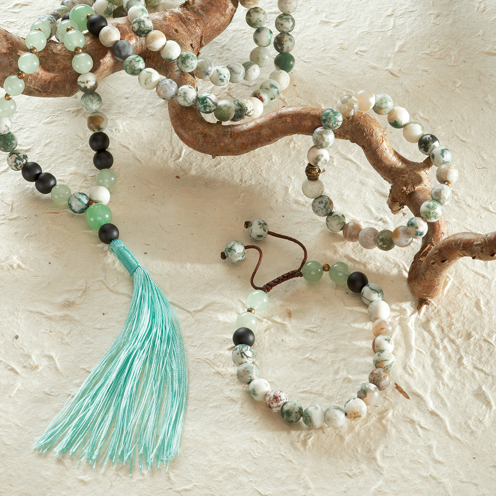 Tree Agate Mala, 108 beads、mySite、topwebapps