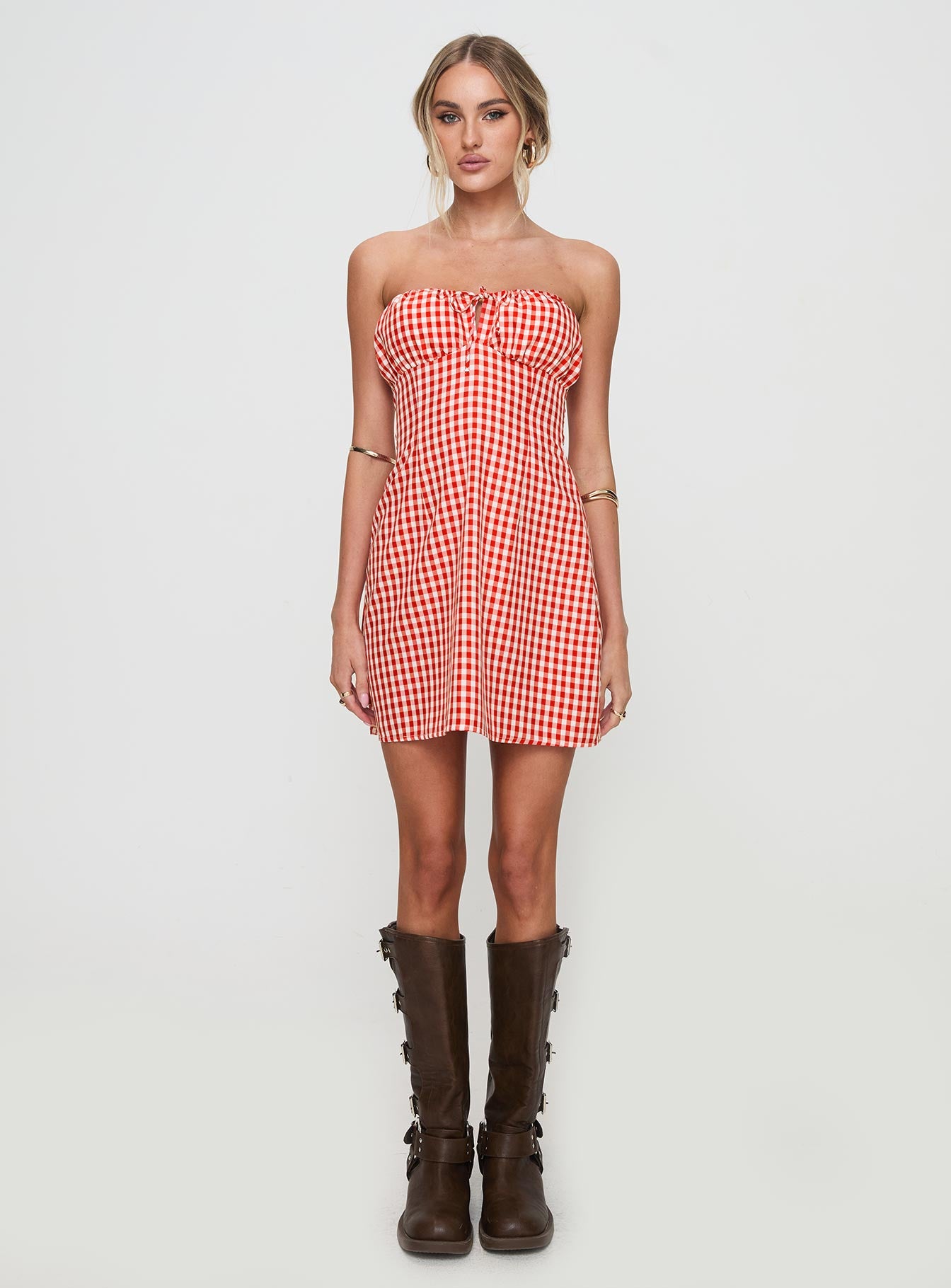 Double Date Mini Dress Red Gingham、mySite、solidvoid