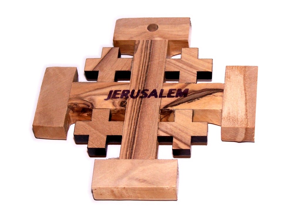  Olive Wood Jerusalem Cross (10.5x10.5 Cm or 4.1x4.1) By Holy Land Market、mySite、elrpsem3k