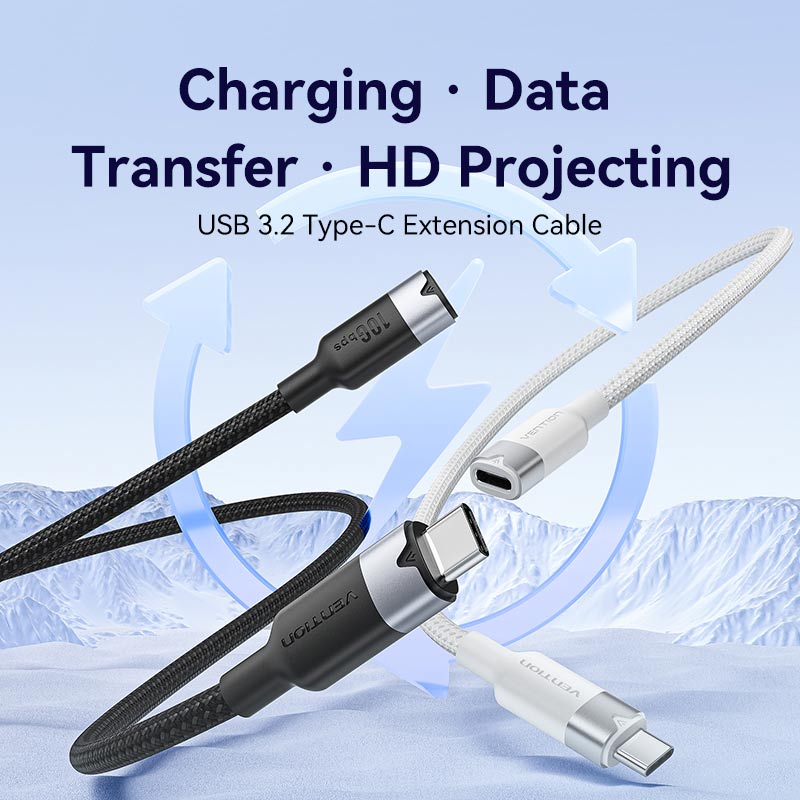 Vention USB 3.2 Gen2 C Male to C Female 10Gbps Extension Cable Aluminum Alloy Type、mySite、fannypackpong