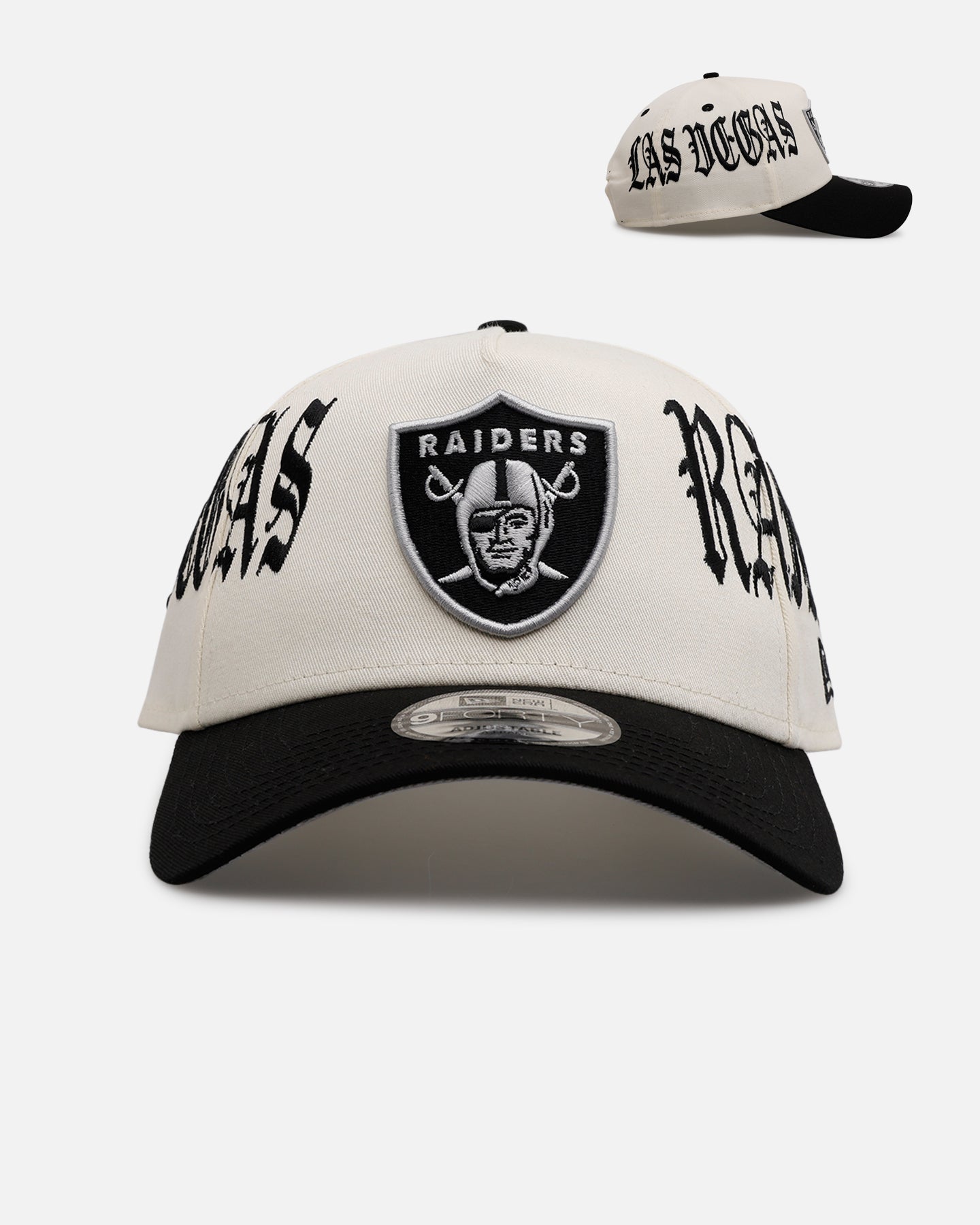 New Era Las Vegas Raiders 'Gothic Script Two Tone' 9FORTY A-Frame Snapback Chrome/Black、mySite、zt4zffjzw