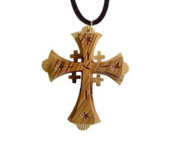 Holy Land Market Olive Wood Jerusalem Cross Pendant (3 H)、mySite、topwebapps
